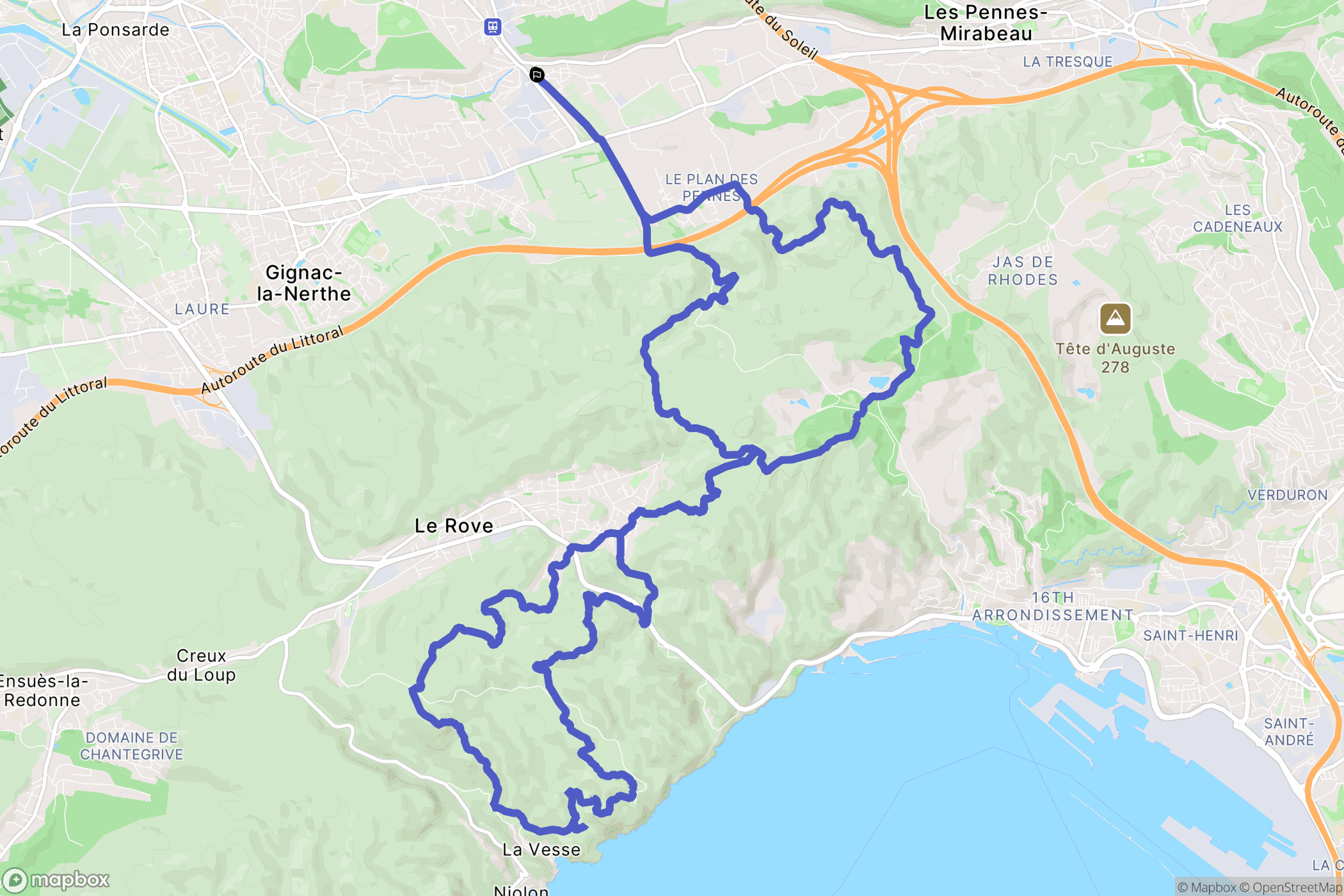 Saint-Victoret : carte du parcours de randonnée - France