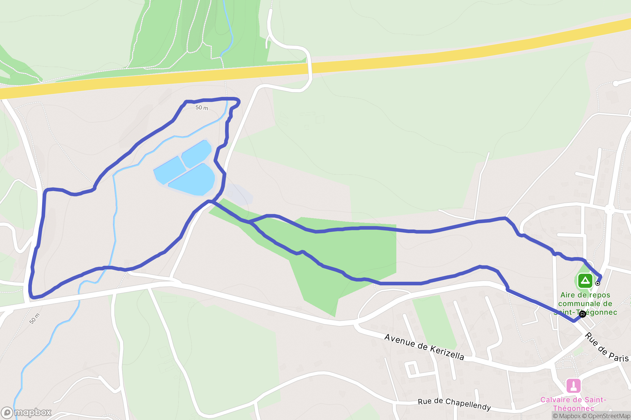 Saint-Thégonnec Loc-Eguiner : carte du parcours de randonnée - France