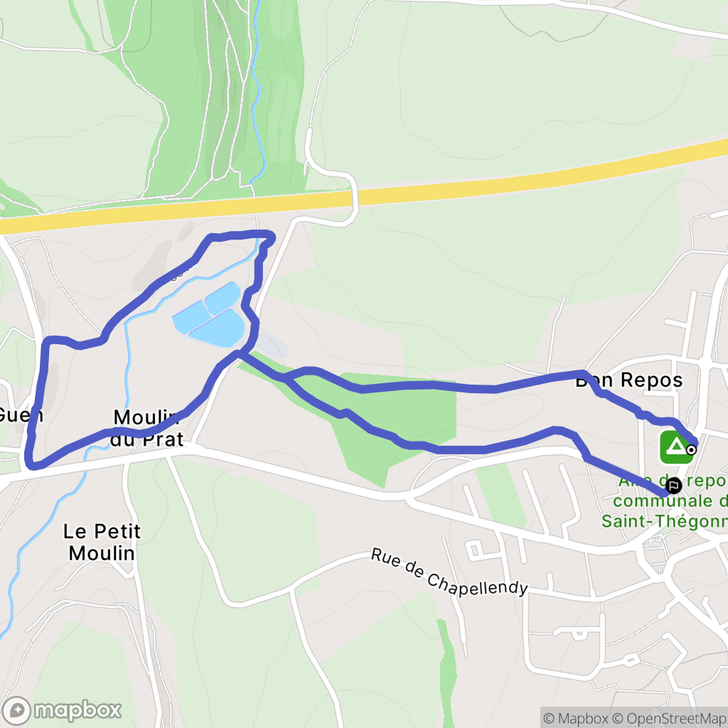 Saint-Thégonnec Loc-Eguiner : carte du parcours de randonnée - France