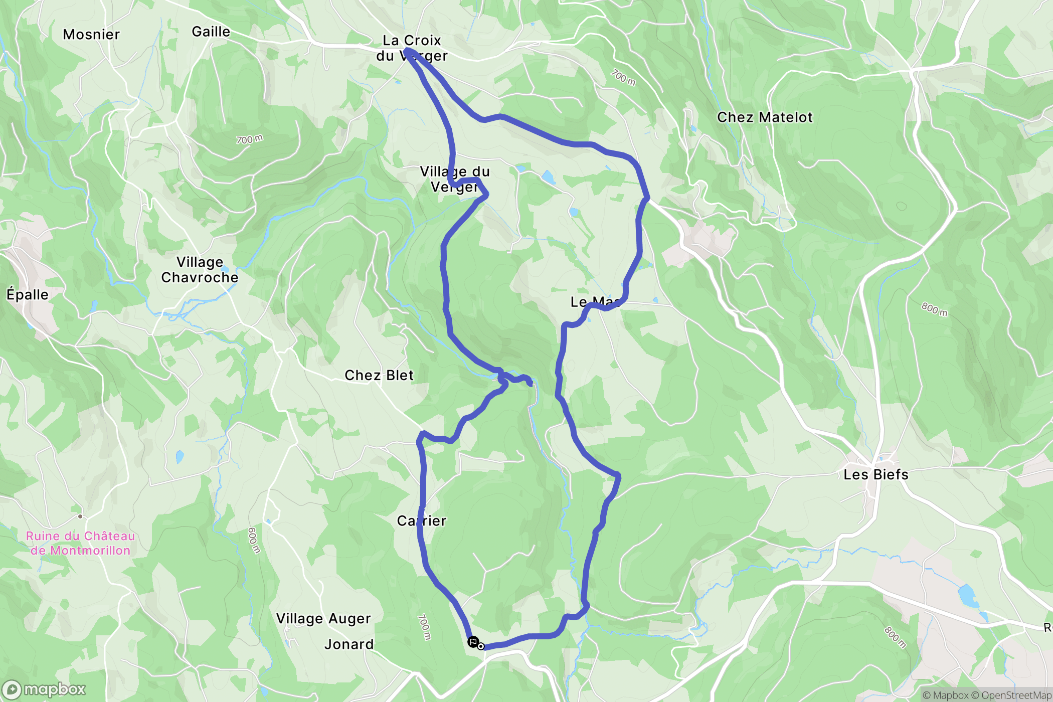 Arfeuilles : carte du parcours de randonnée - France