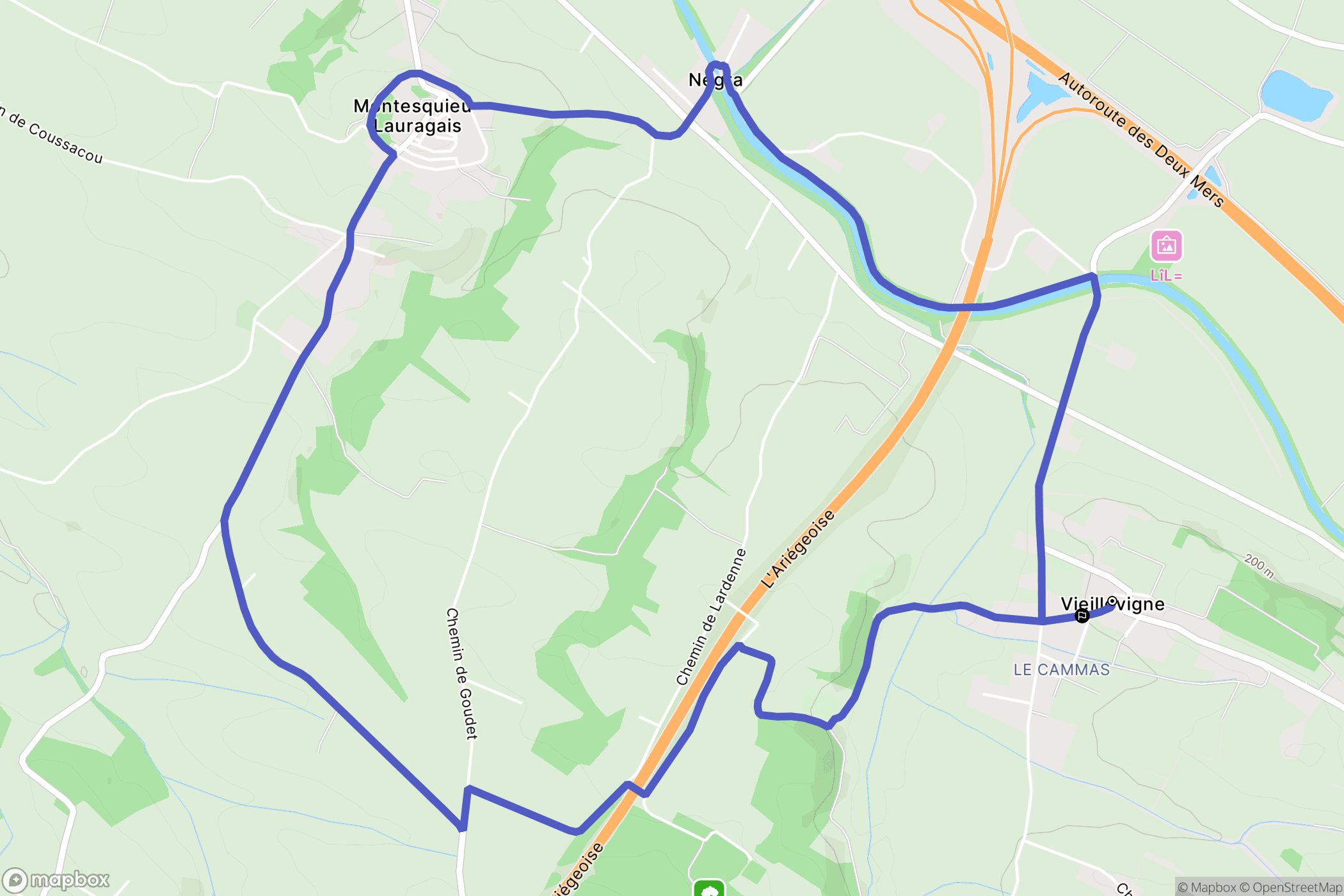 Vieillevigne : carte du parcours de randonnée - France