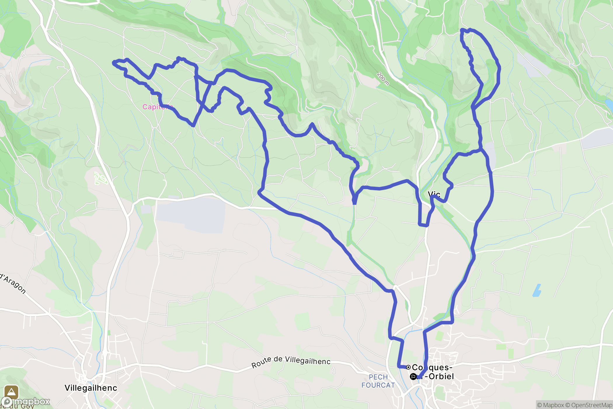 Conques-sur-Orbiel : carte du parcours de randonnée - France