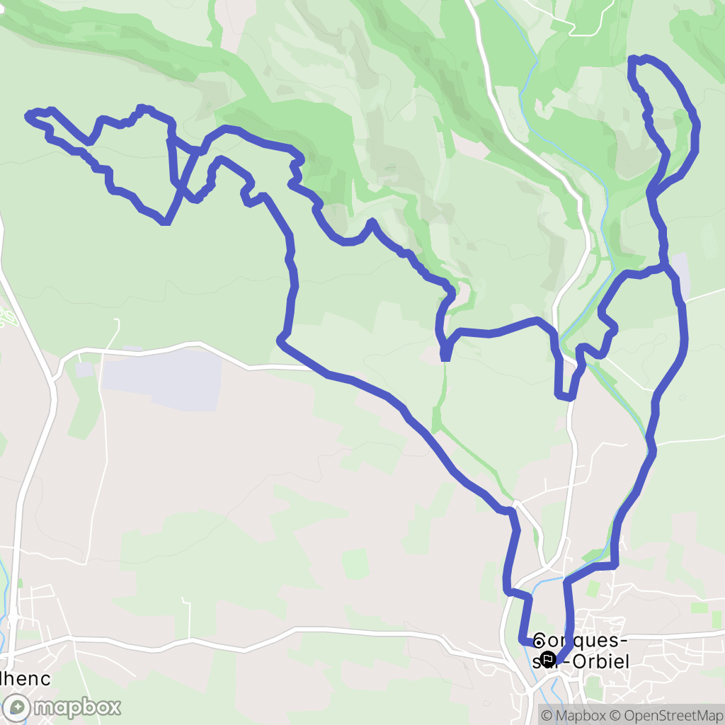 Conques-sur-Orbiel : carte du parcours de randonnée - France