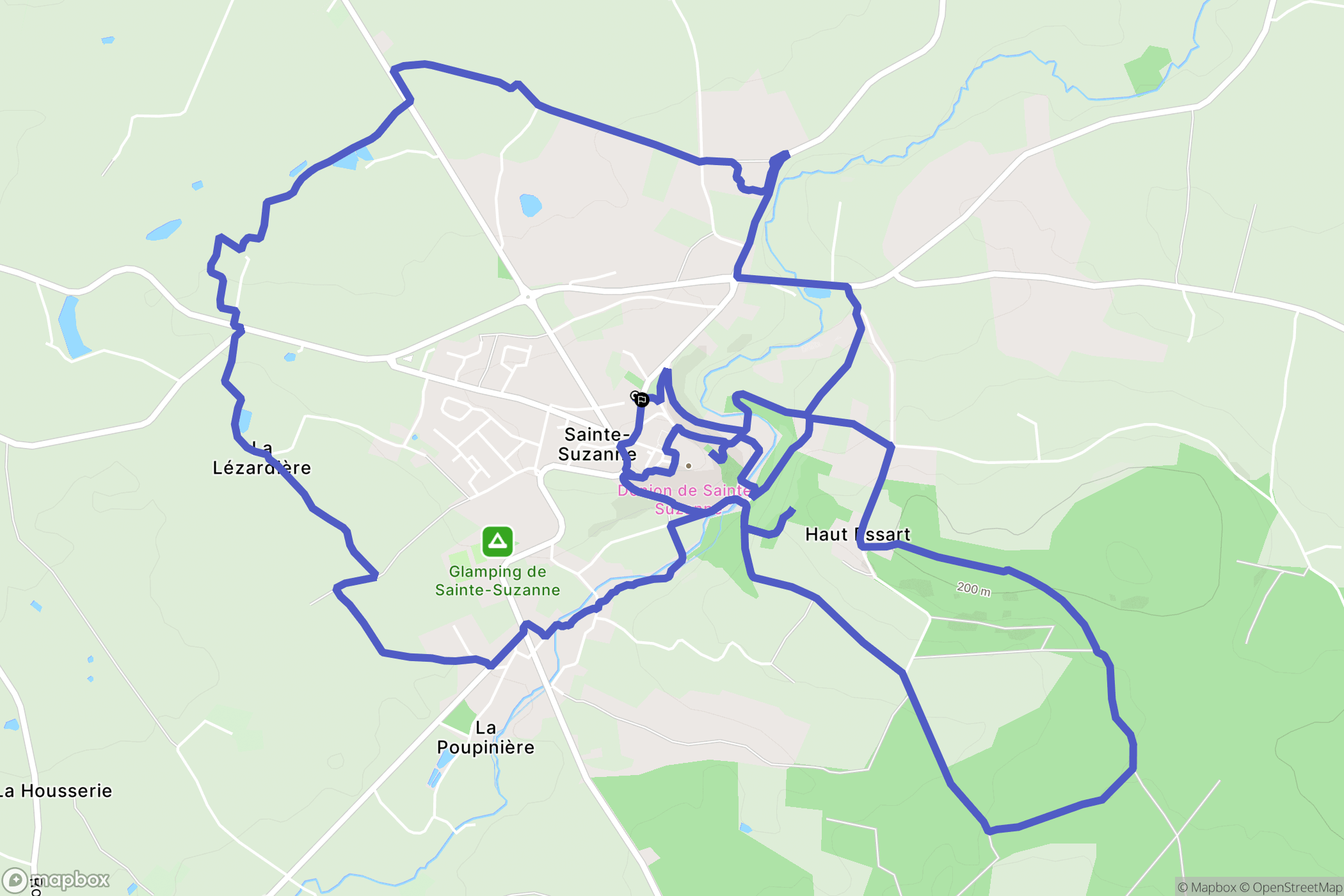 Sainte-Suzanne-et-Chammes : carte du parcours de randonnée - France