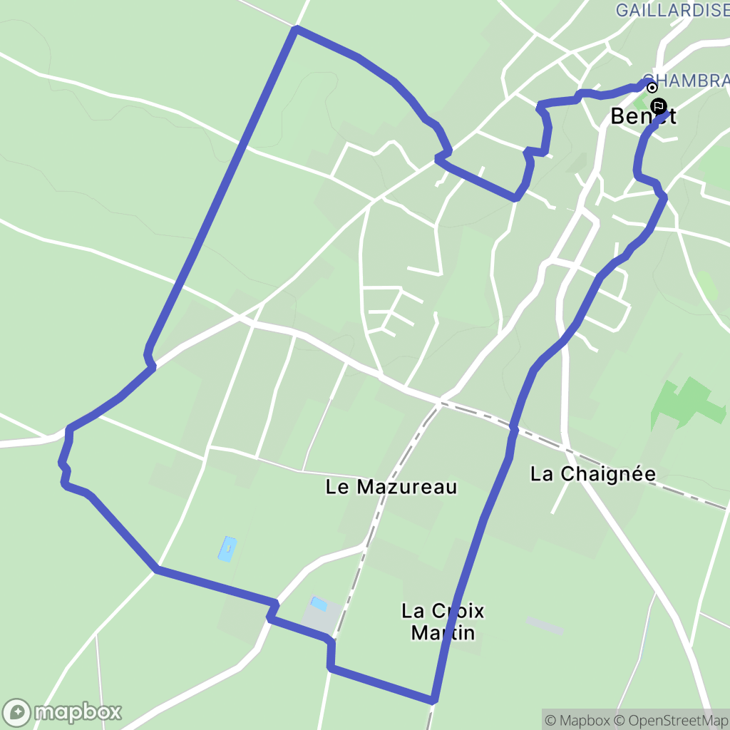 Benet : carte du parcours de randonnée - France