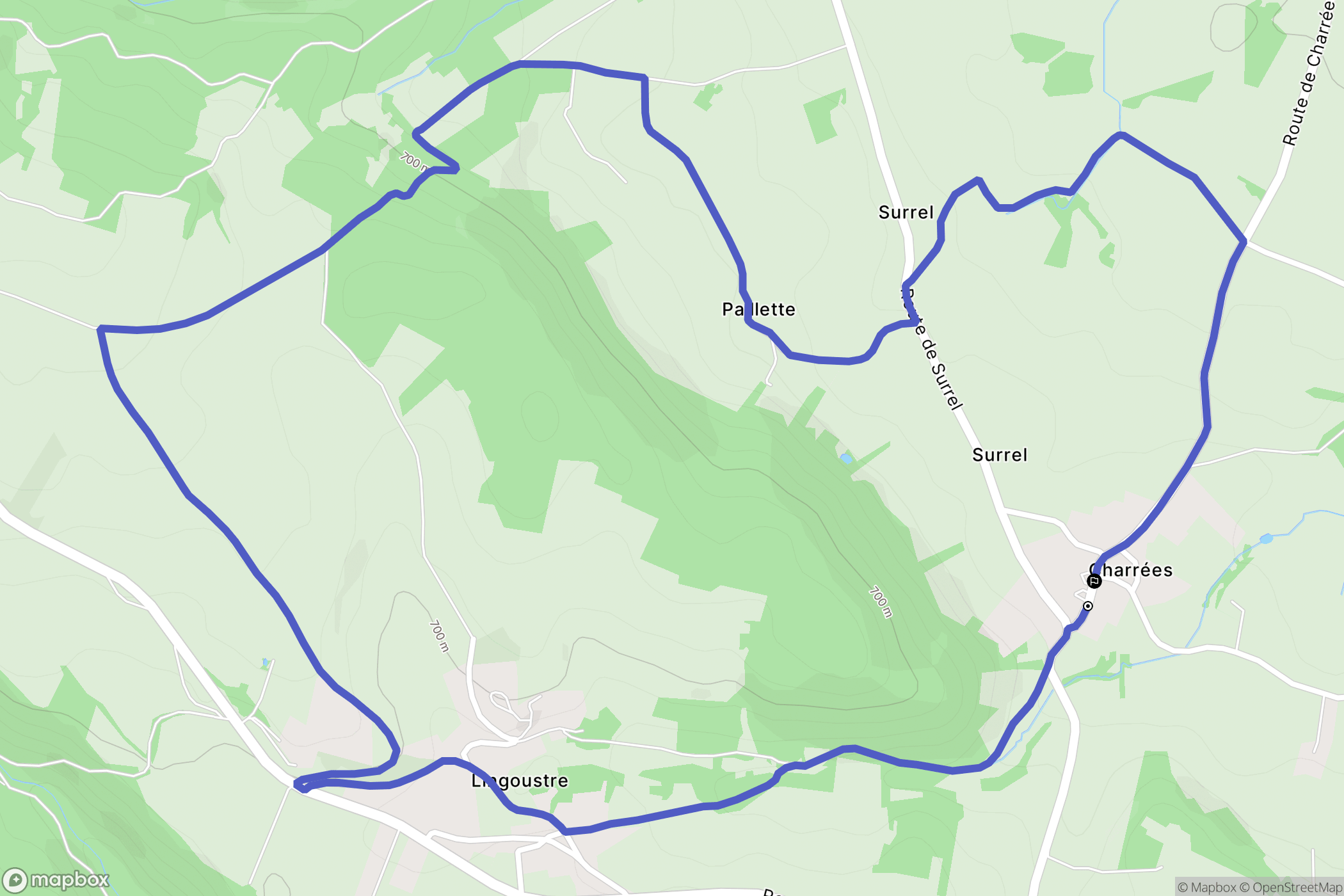 Retournac : carte du parcours de randonnée - France