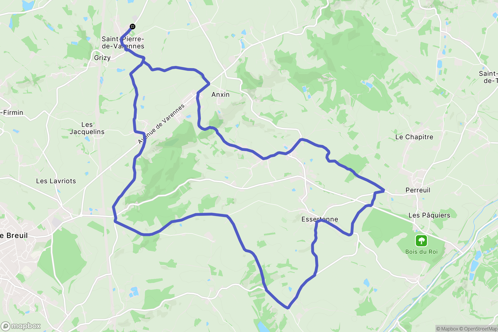 Saint-Pierre-de-Varennes : carte du parcours de randonnée - France