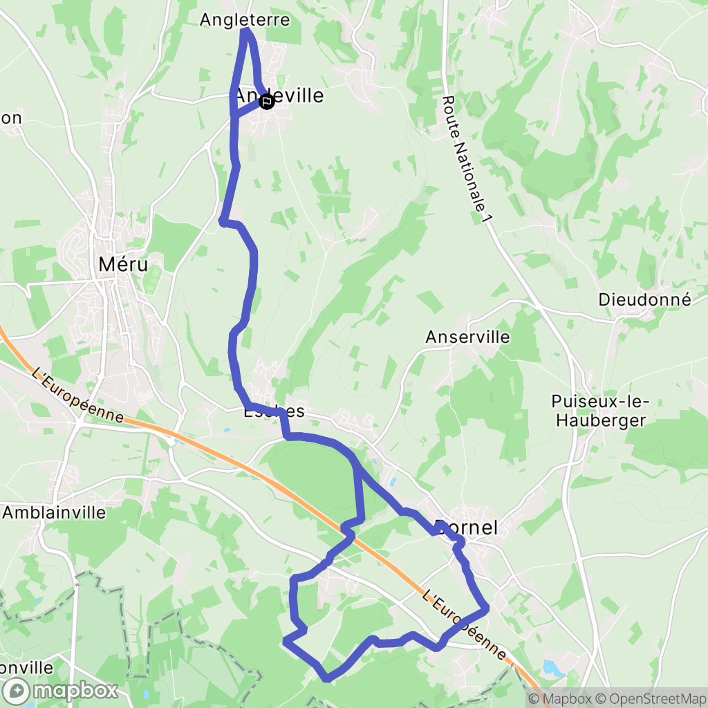 Andeville : carte du parcours de randonnée - France