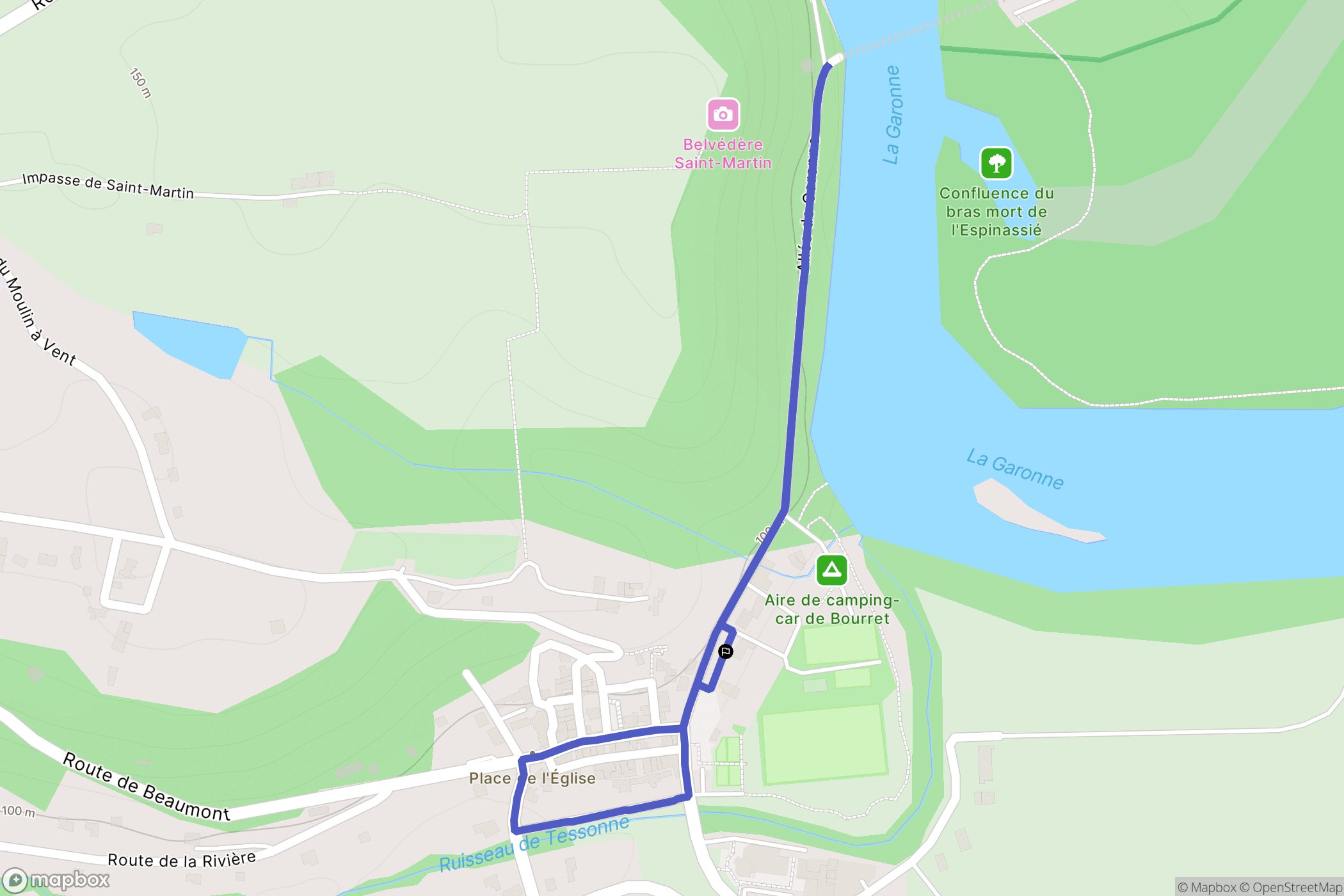 Bourret : carte du parcours de randonnée - France
