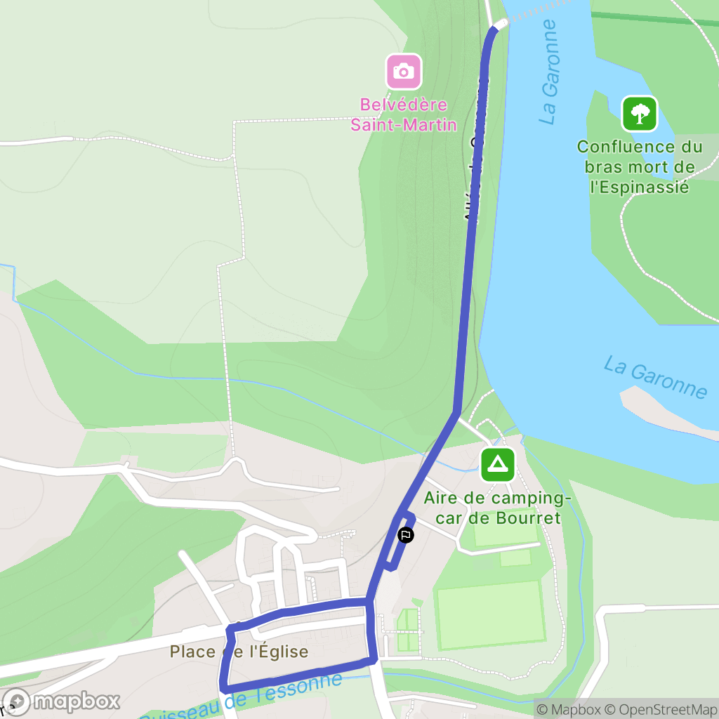 Bourret : carte du parcours de randonnée - France