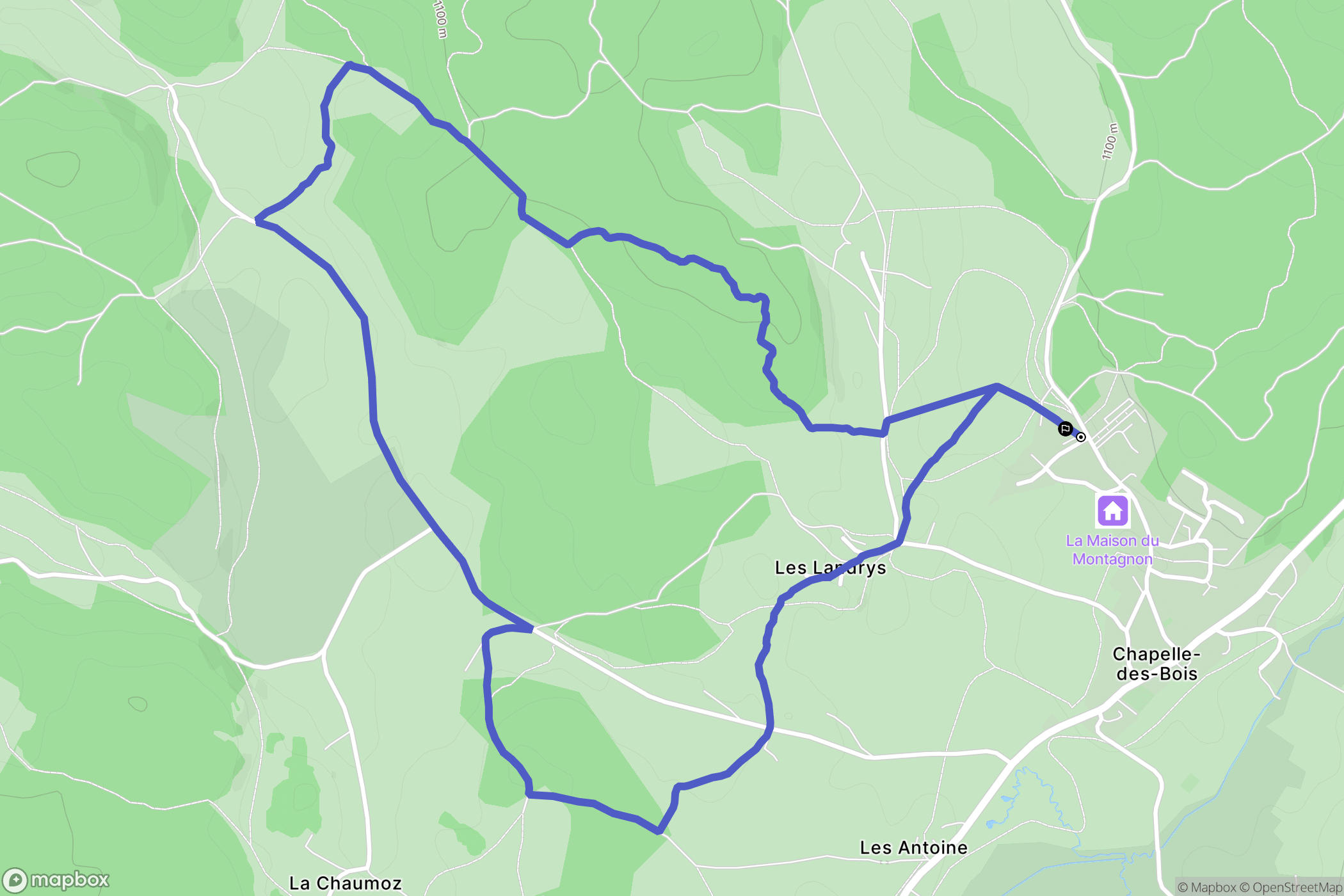Chapelle-des-Bois : carte du parcours de randonnée - France