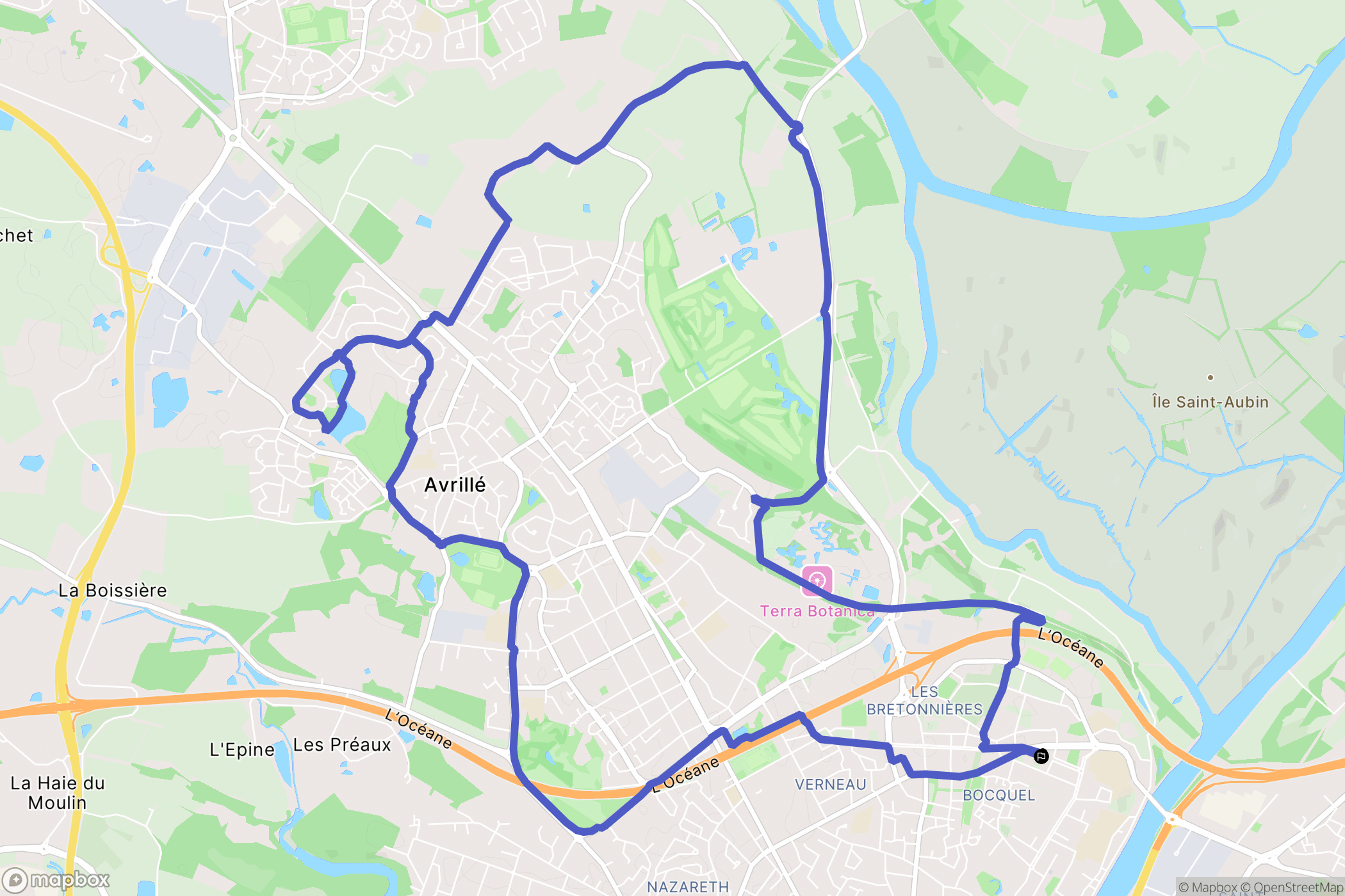 Angers : carte du parcours de randonnée - France