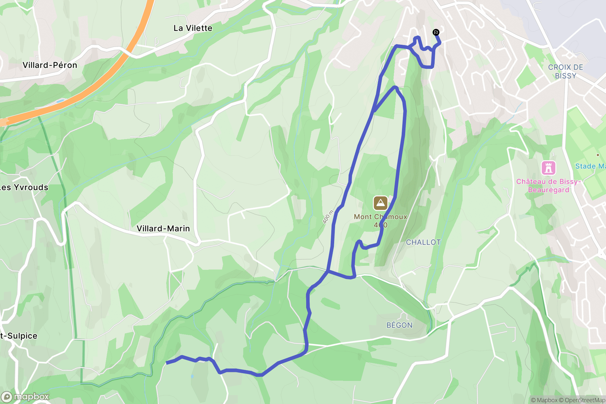 Chambéry : carte du parcours de randonnée - France