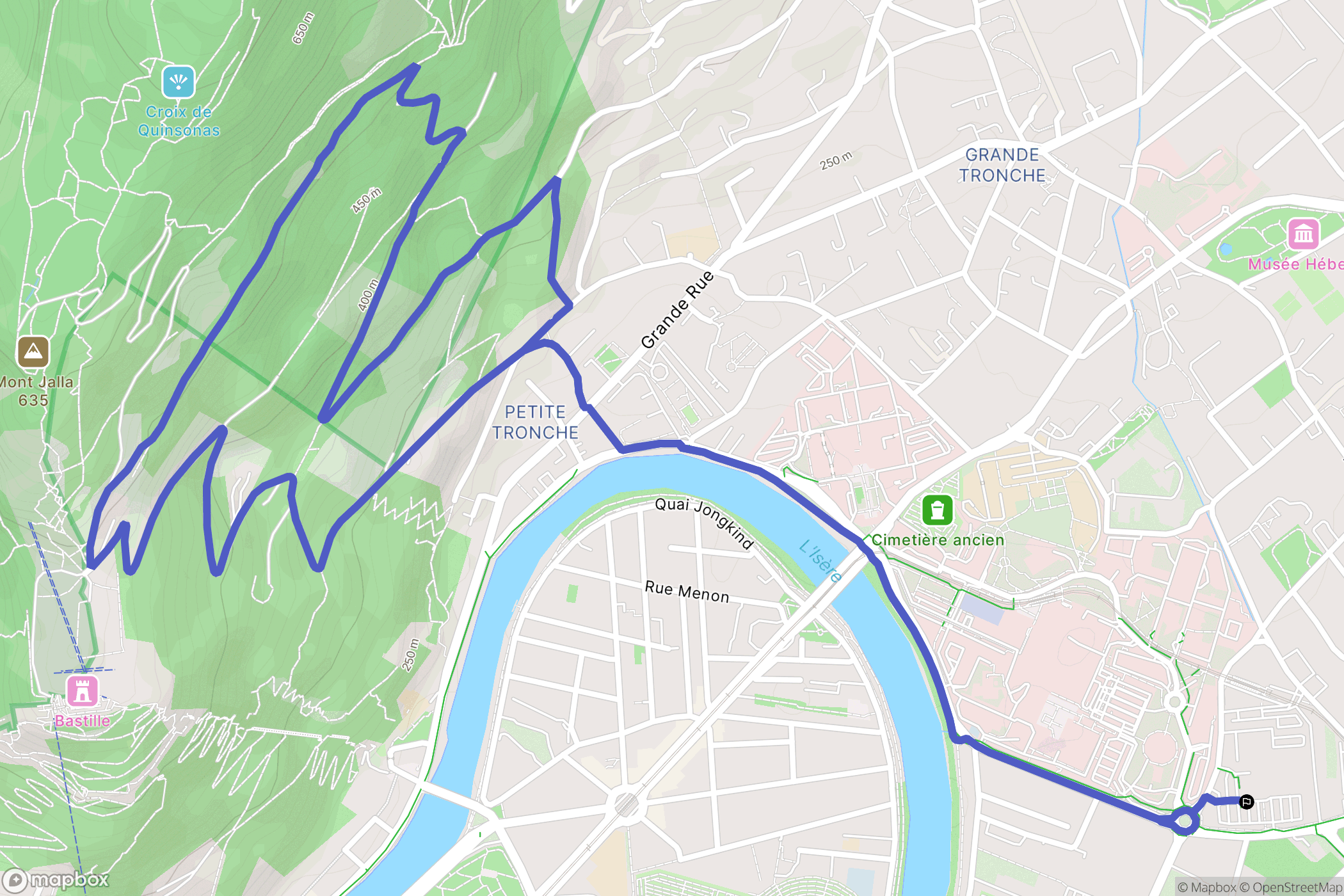 La Tronche : carte du parcours de randonnée - France