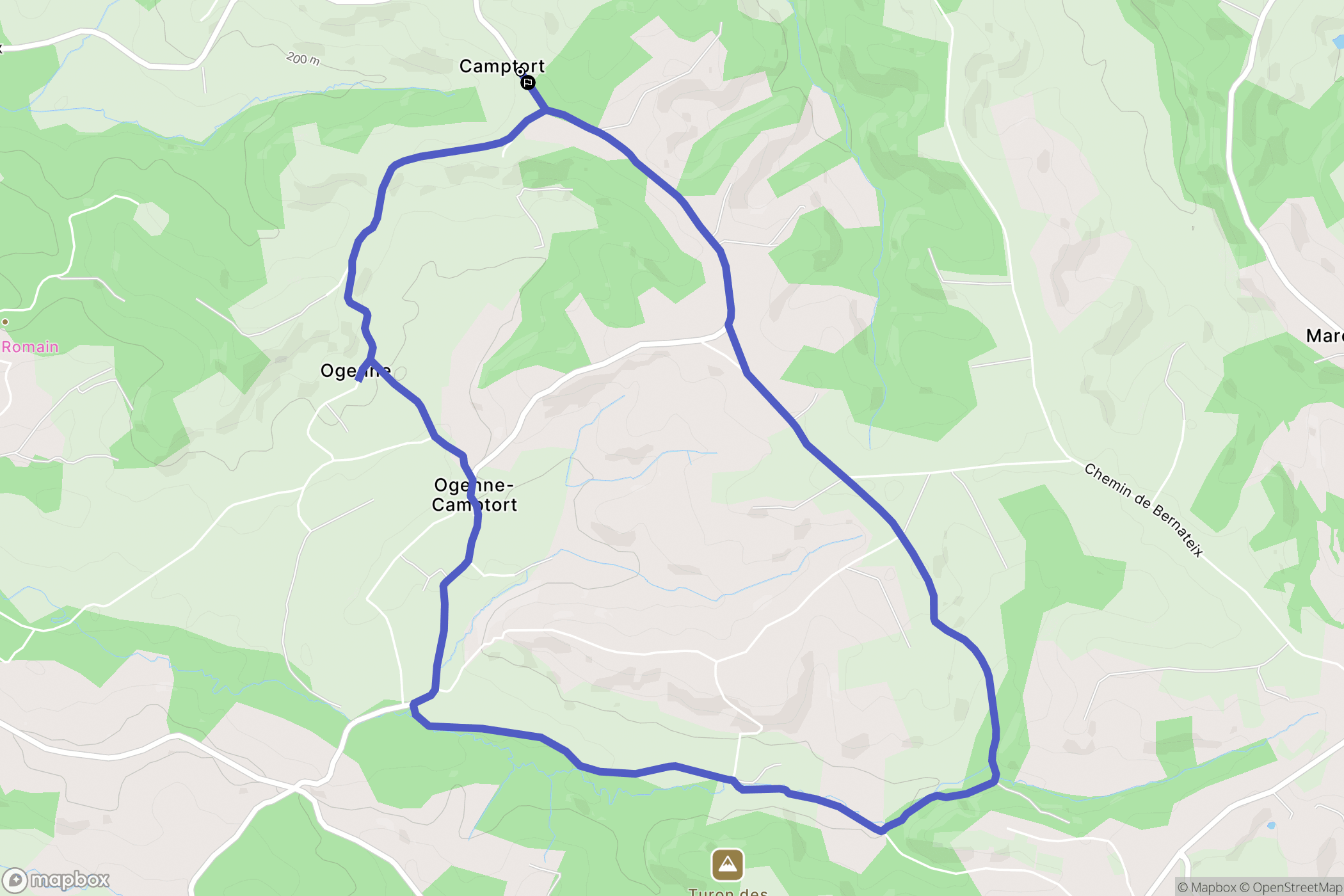 Ogenne-Camptort : carte du parcours de randonnée - France
