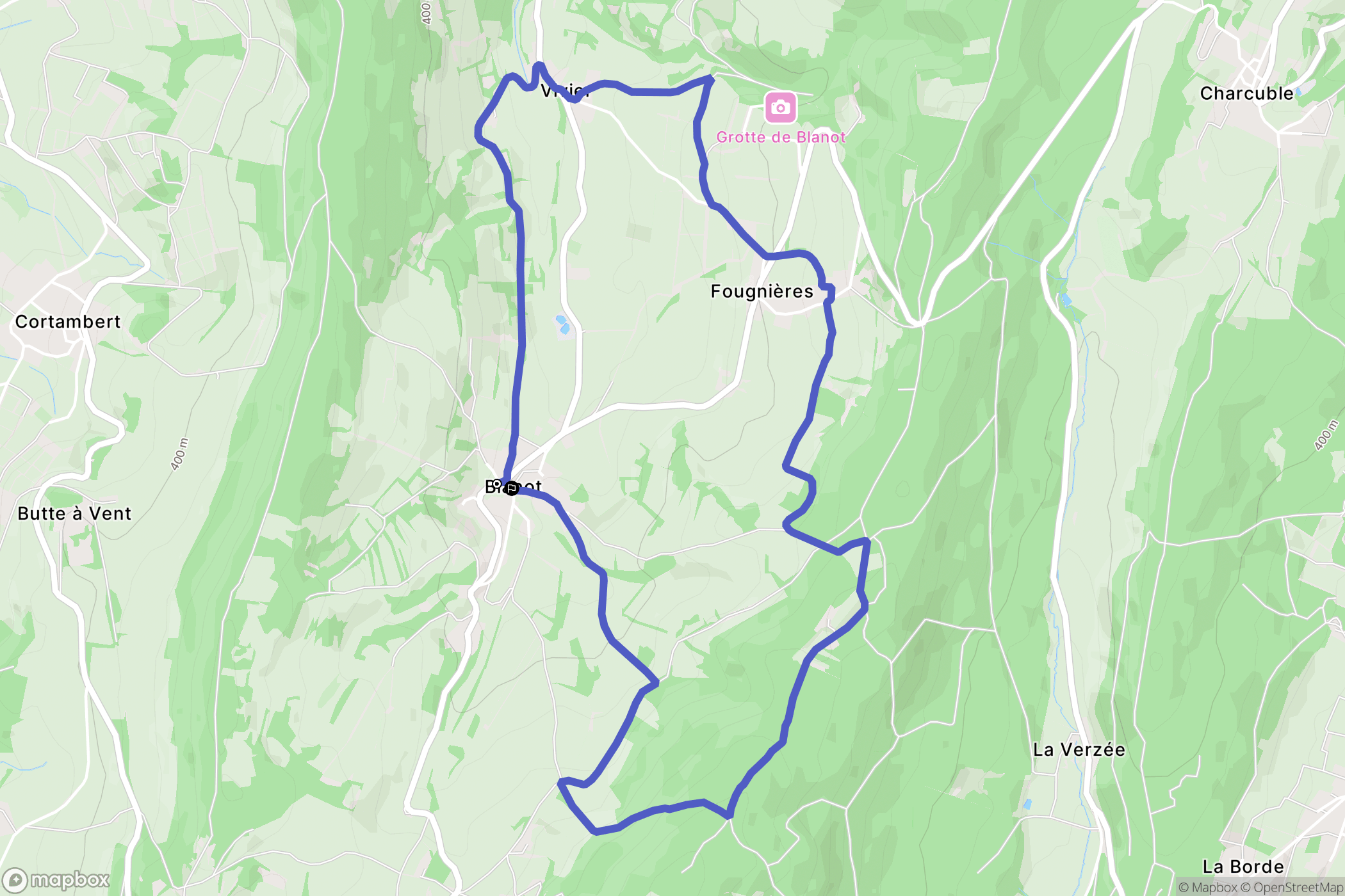 Blanot : carte du parcours de randonnée - France