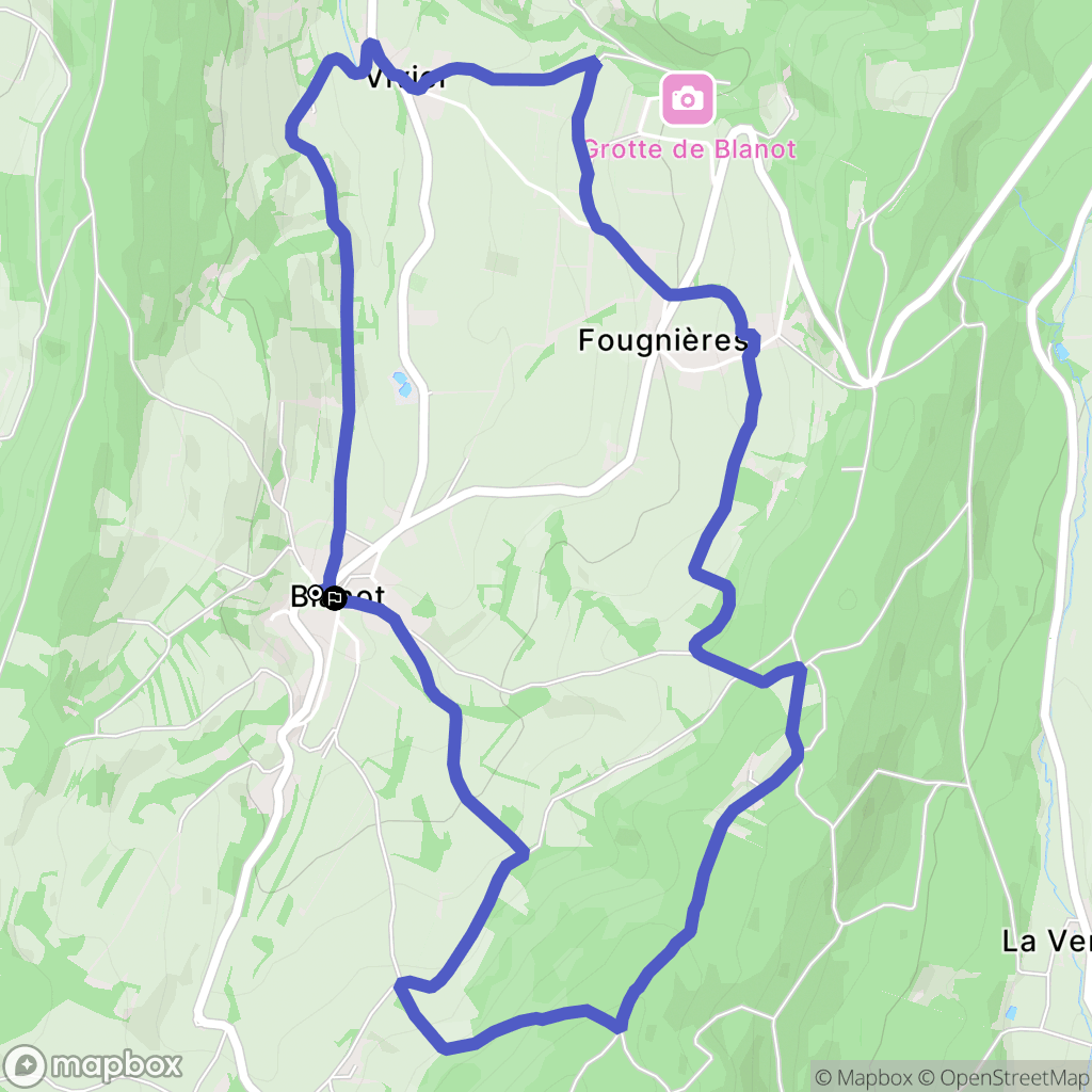 Blanot : carte du parcours de randonnée - France