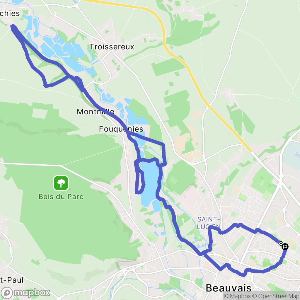 Beauvais : carte du parcours de randonnée - France