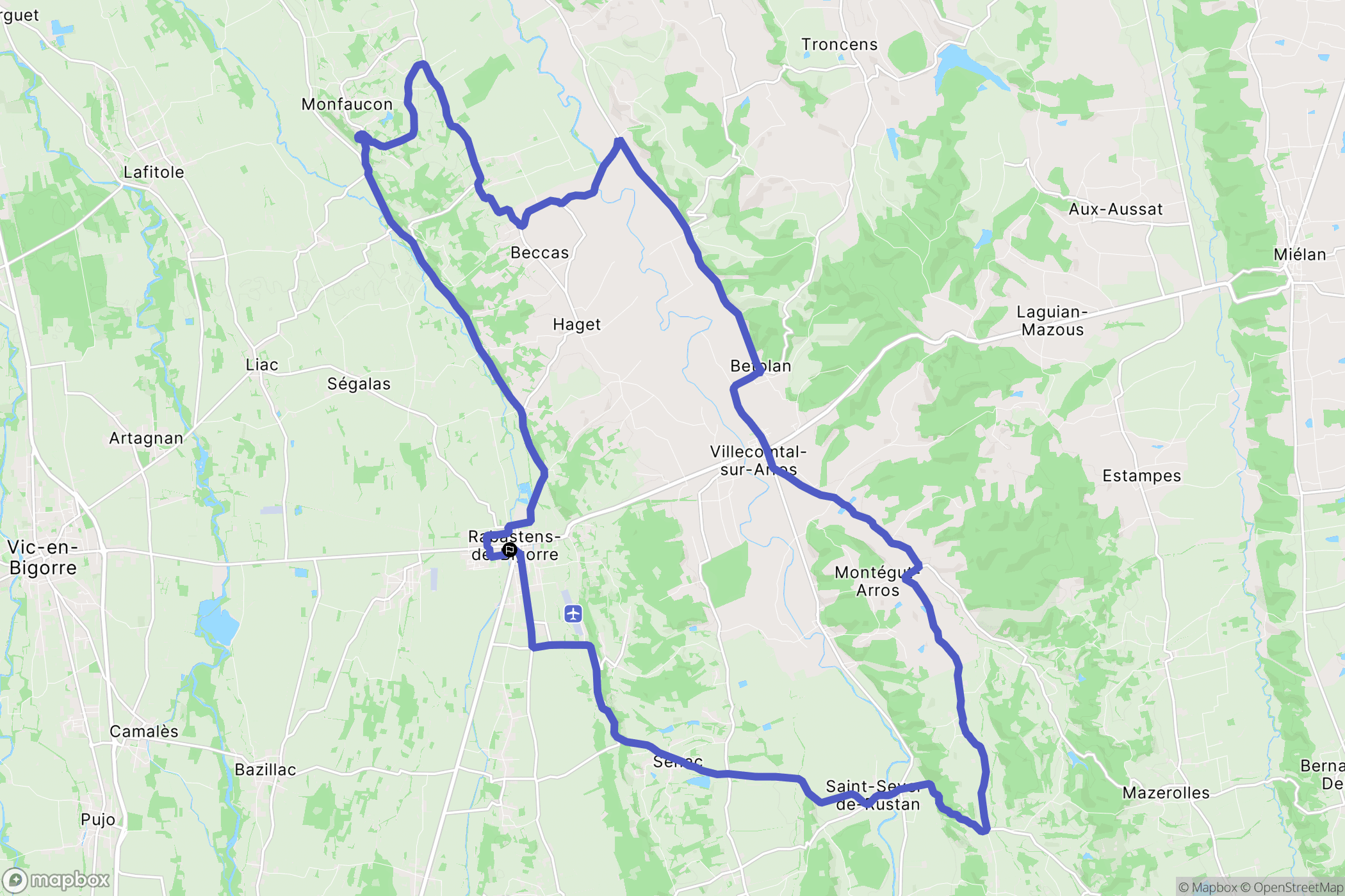 Rabastens-de-Bigorre : carte du parcours de randonnée - France