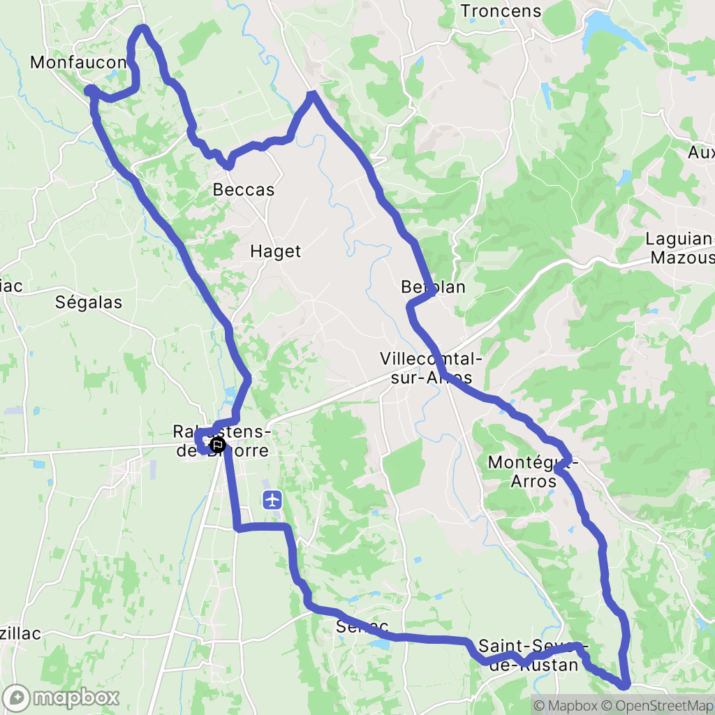 Rabastens-de-Bigorre : carte du parcours de randonnée - France