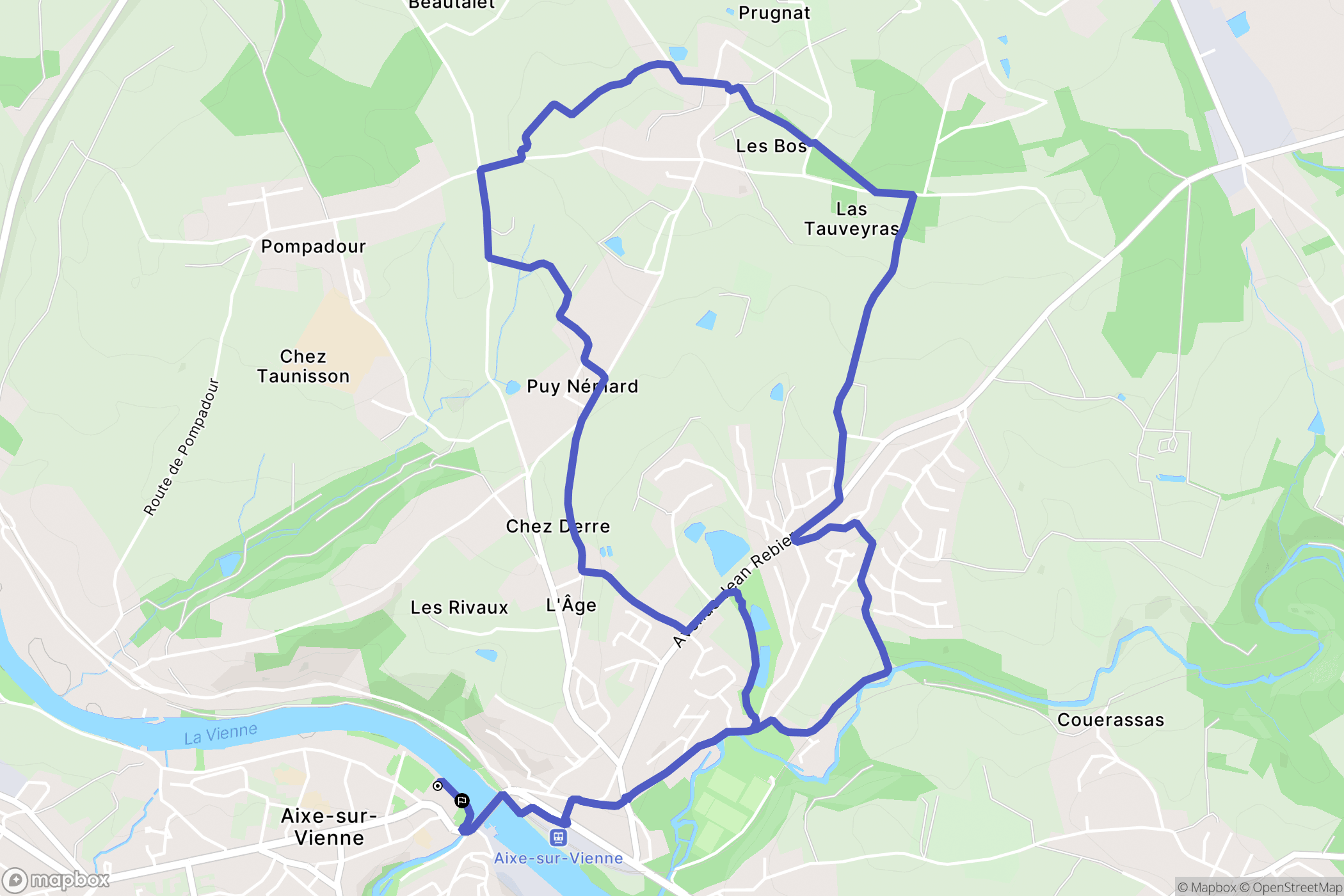 Aixe-sur-Vienne : carte du parcours de randonnée - France