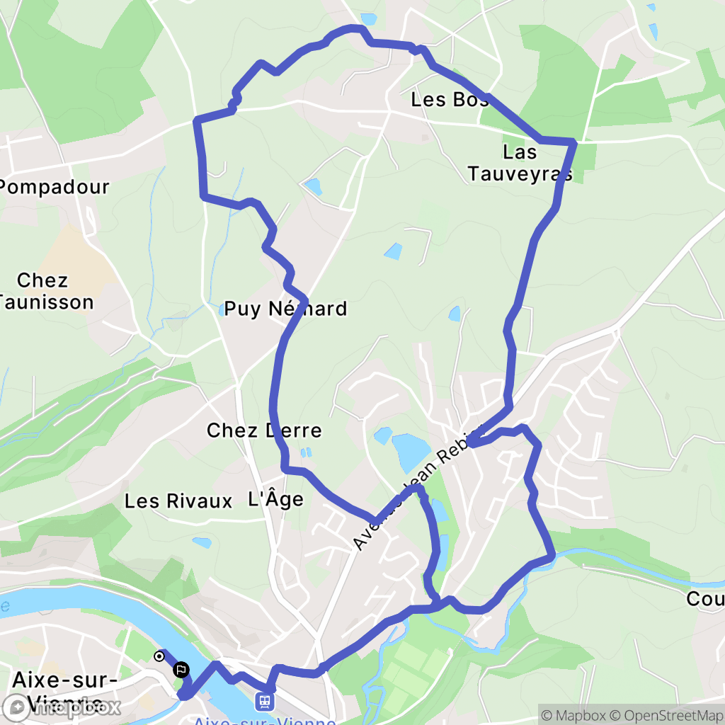 Aixe-sur-Vienne : carte du parcours de randonnée - France