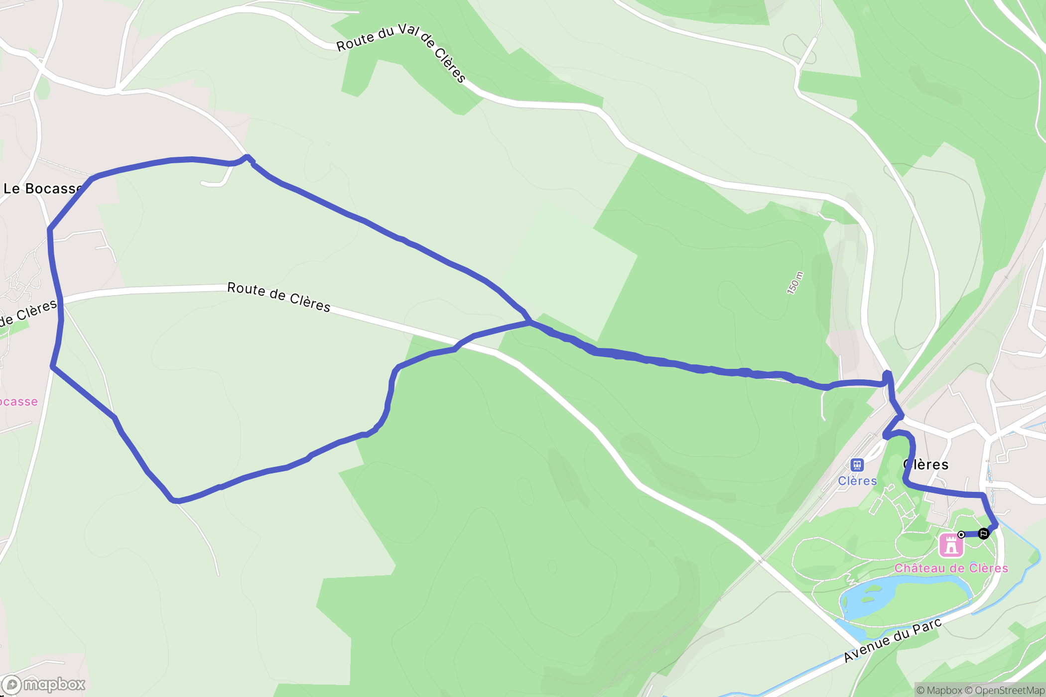 Clères : carte du parcours de randonnée - France