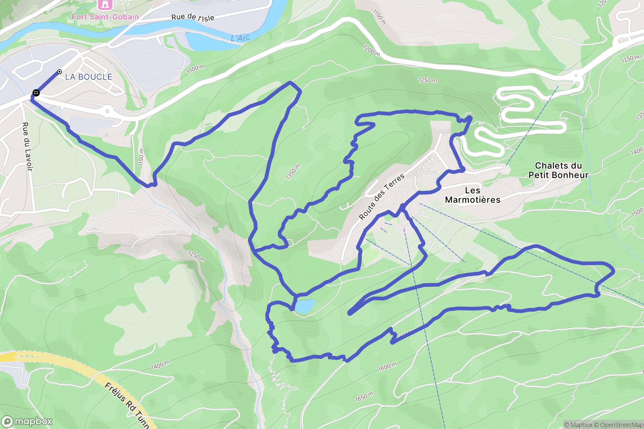 Modane : carte du parcours de randonnée - France
