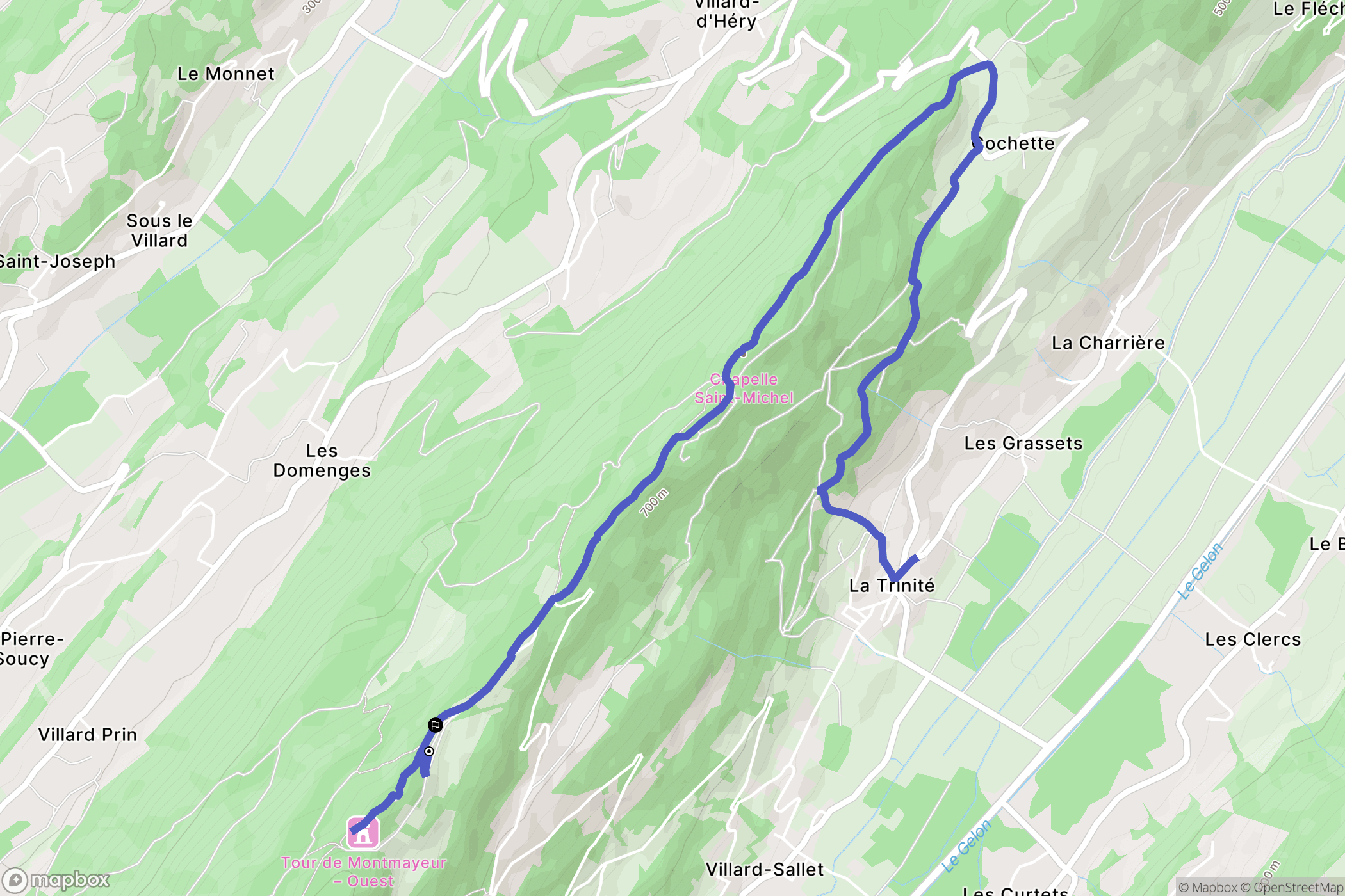 Villard-Sallet : carte du parcours de randonnée - France