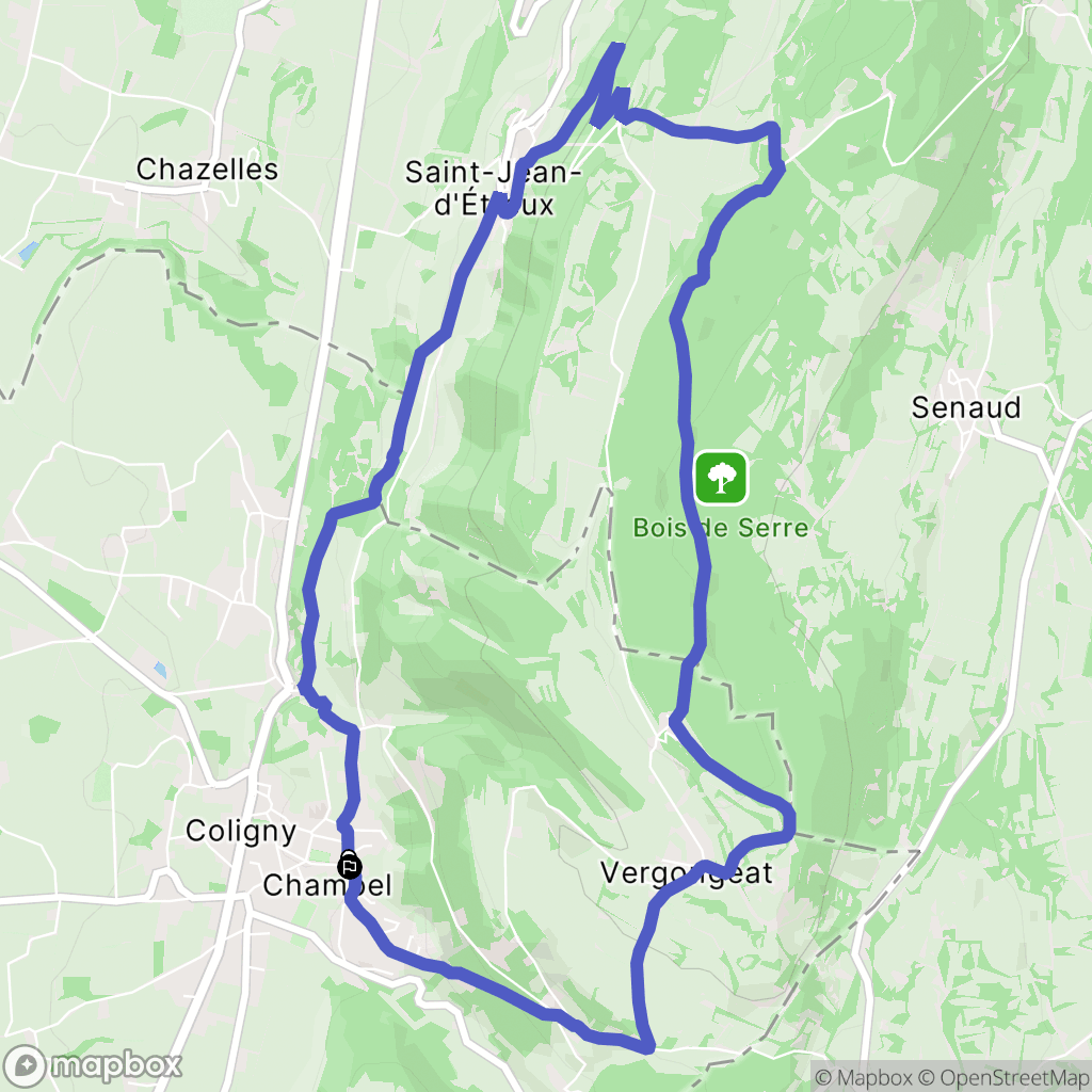Coligny : carte du parcours de randonnée - France
