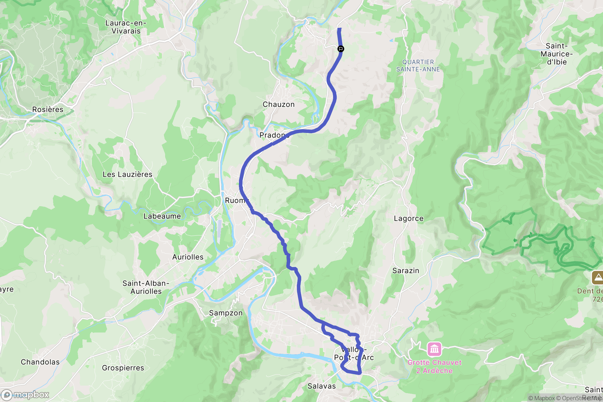 Balazuc : carte du parcours de randonnée - France