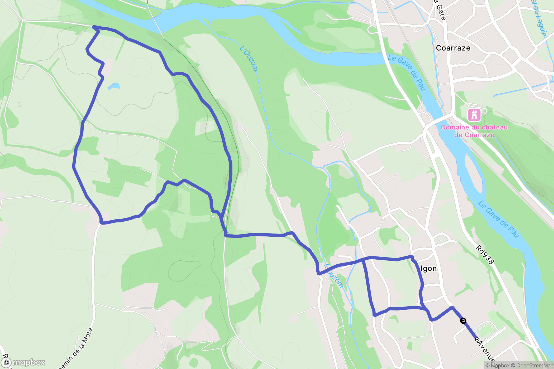 Igon : carte du parcours de randonnée - France