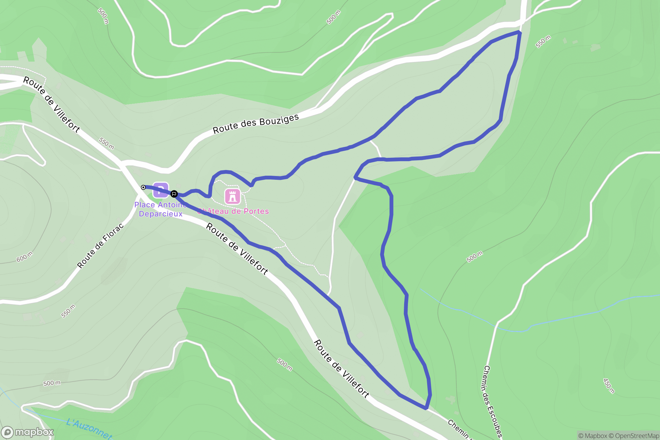 Portes : carte du parcours de randonnée - France
