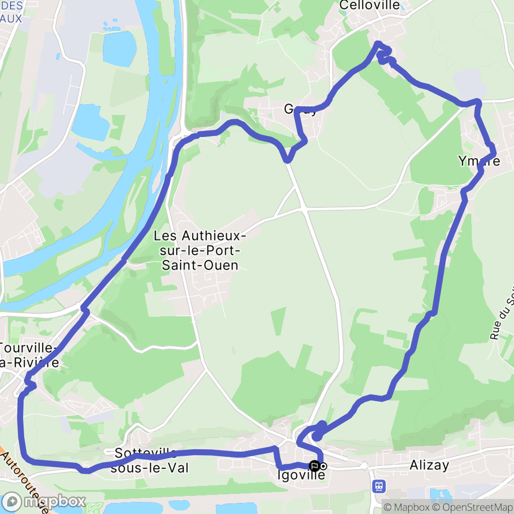 Igoville : carte du parcours de randonnée - France