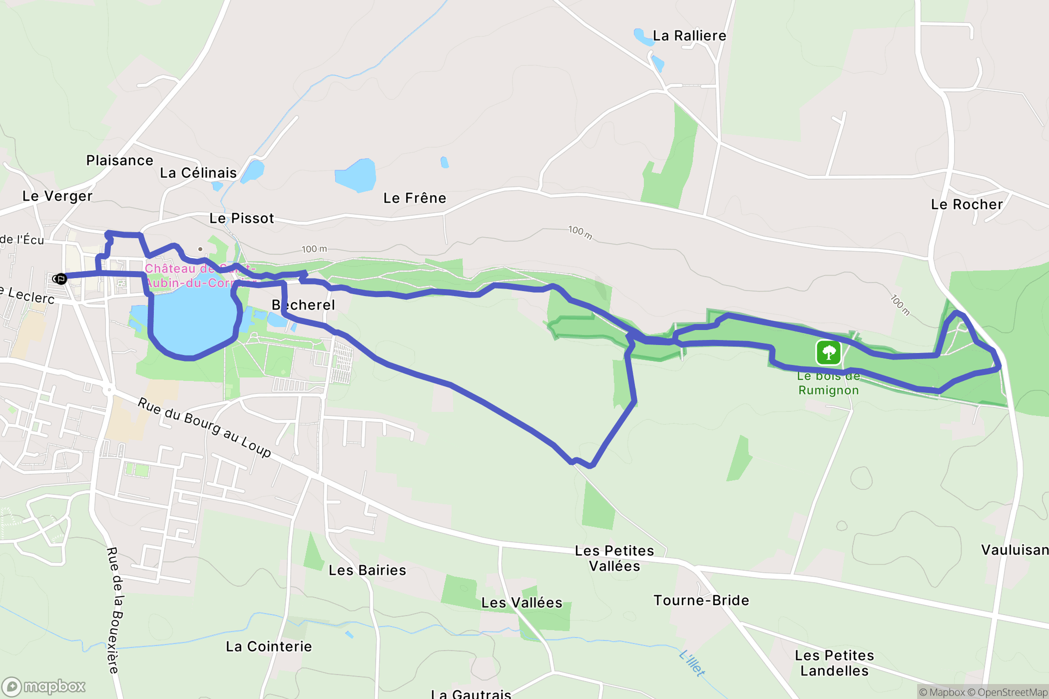Saint-Aubin-du-Cormier : carte du parcours de randonnée - France