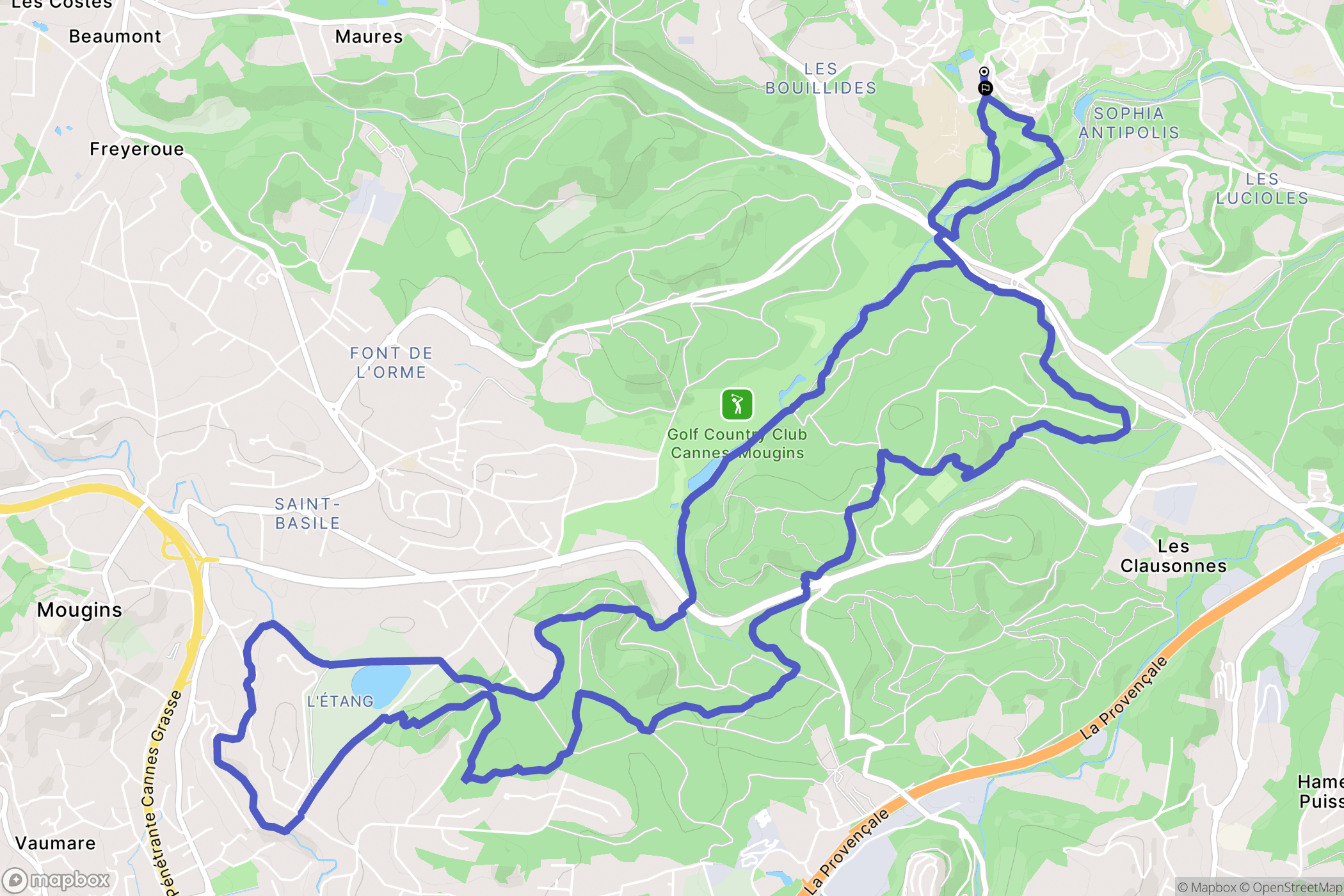 Valbonne : carte du parcours de randonnée - France