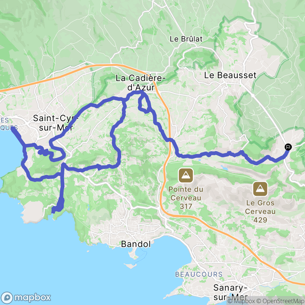 Évenos : carte du parcours de randonnée - France