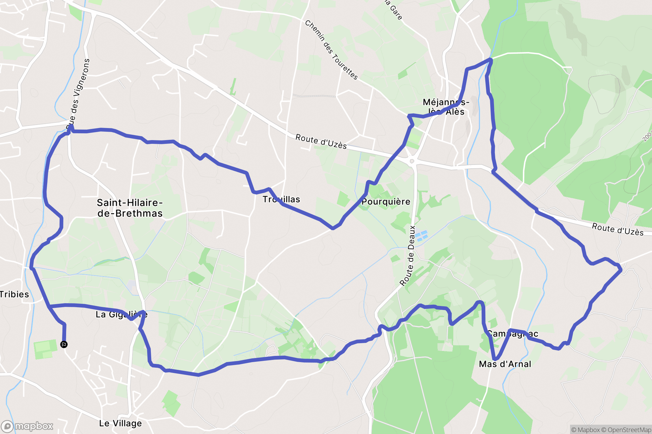 Saint-Hilaire-de-Brethmas : carte du parcours de randonnée - France