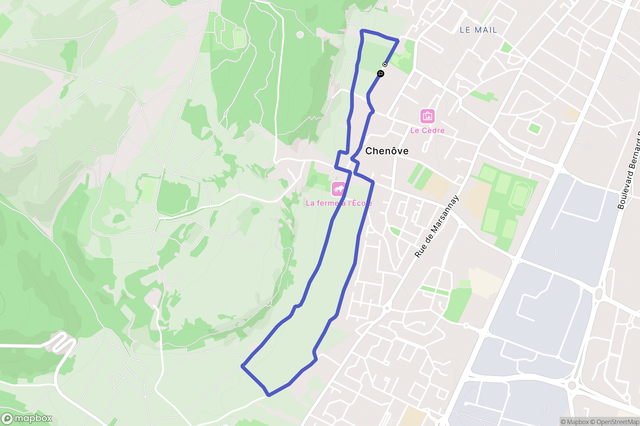 Chenôve : carte du parcours de randonnée - France