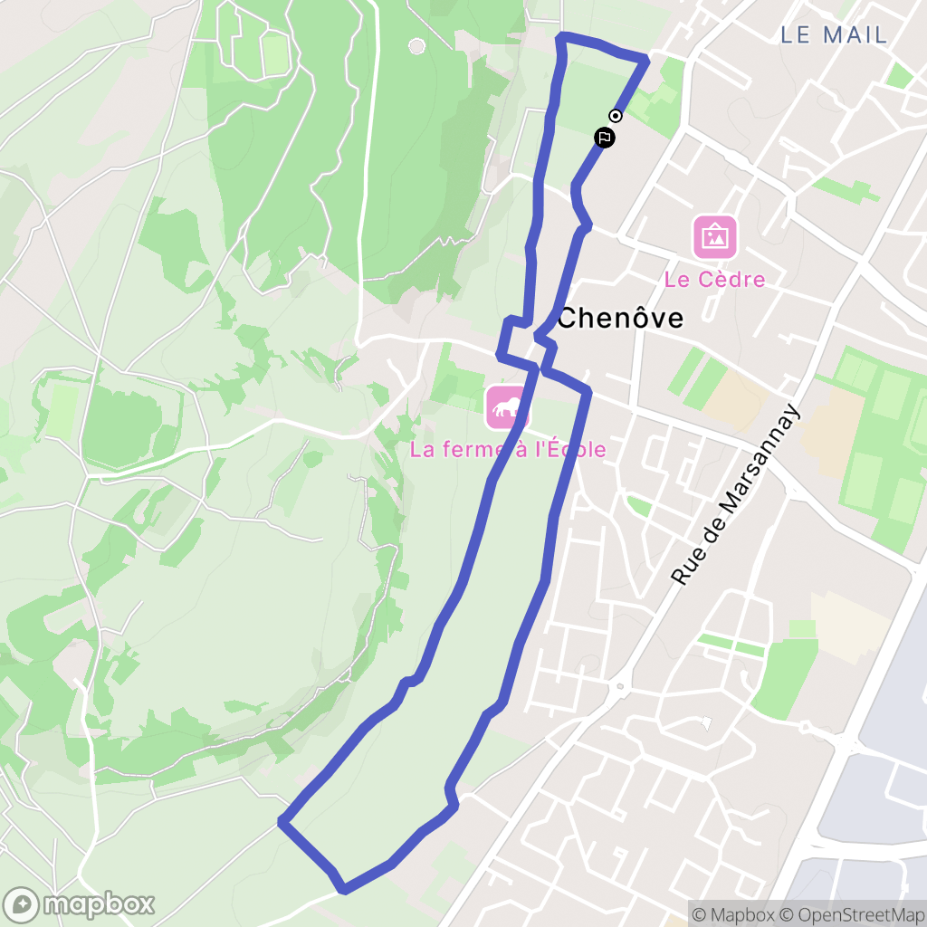 Chenôve : carte du parcours de randonnée - France