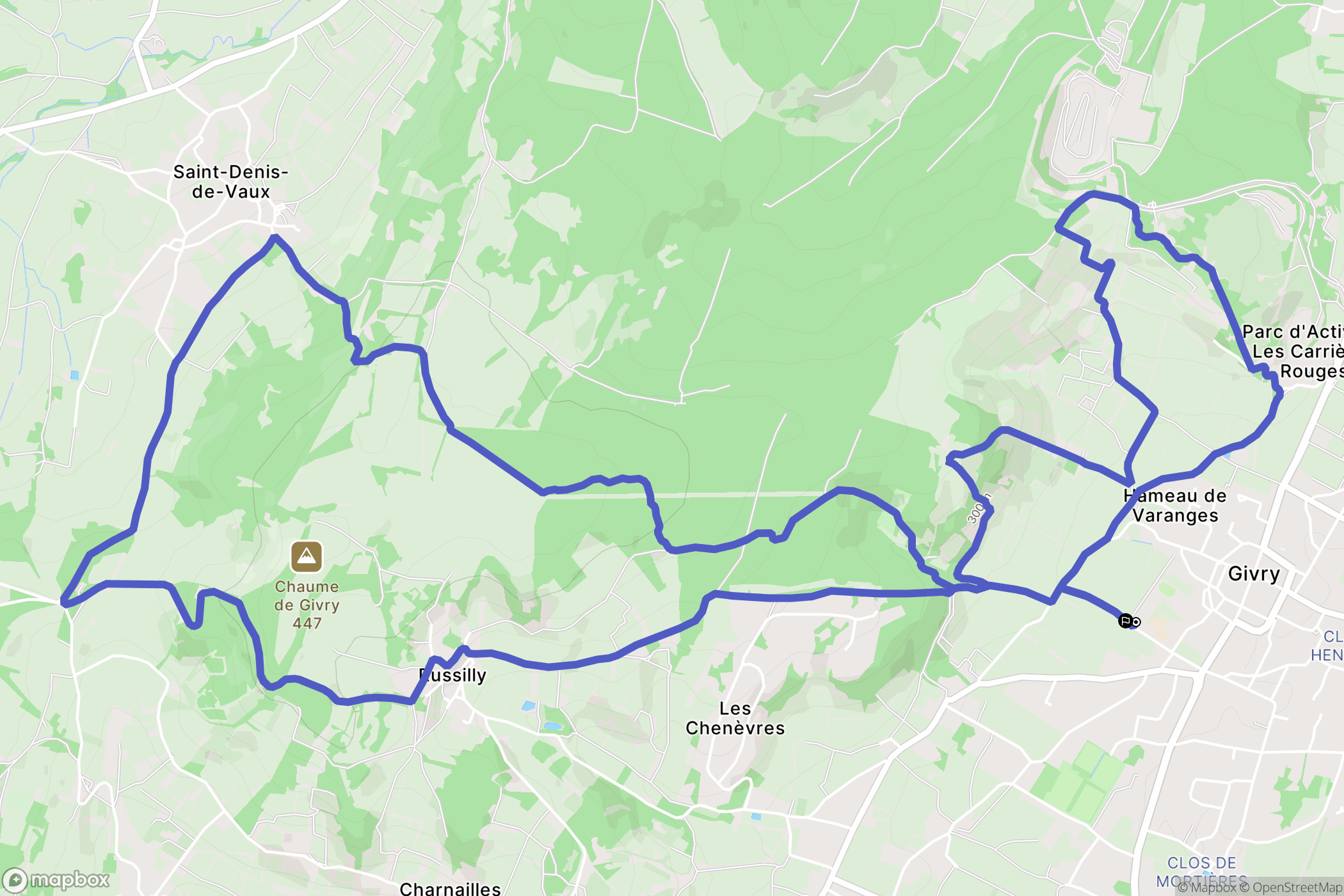 Givry : carte du parcours de randonnée - France