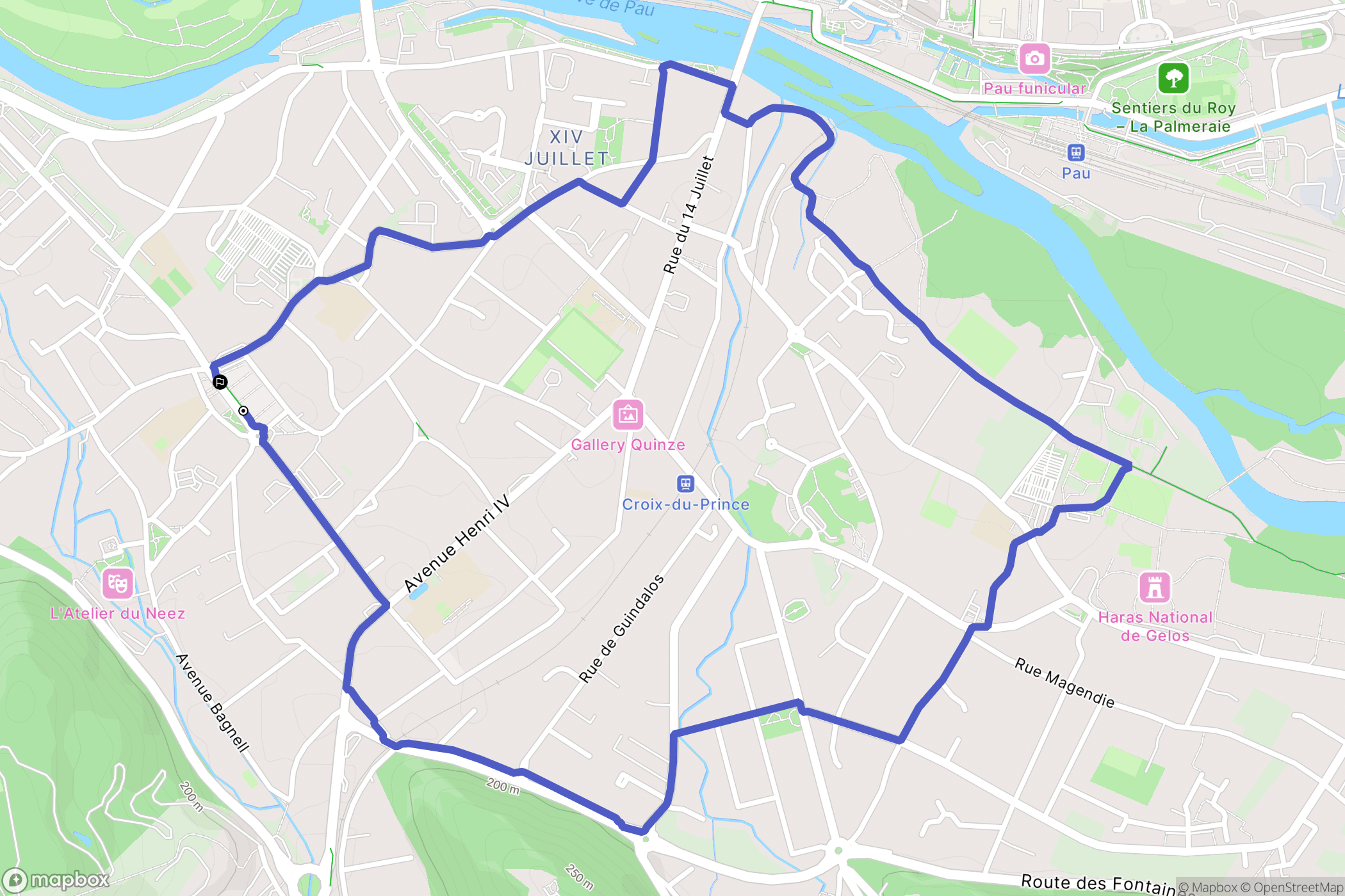 Jurançon : carte du parcours de randonnée - France