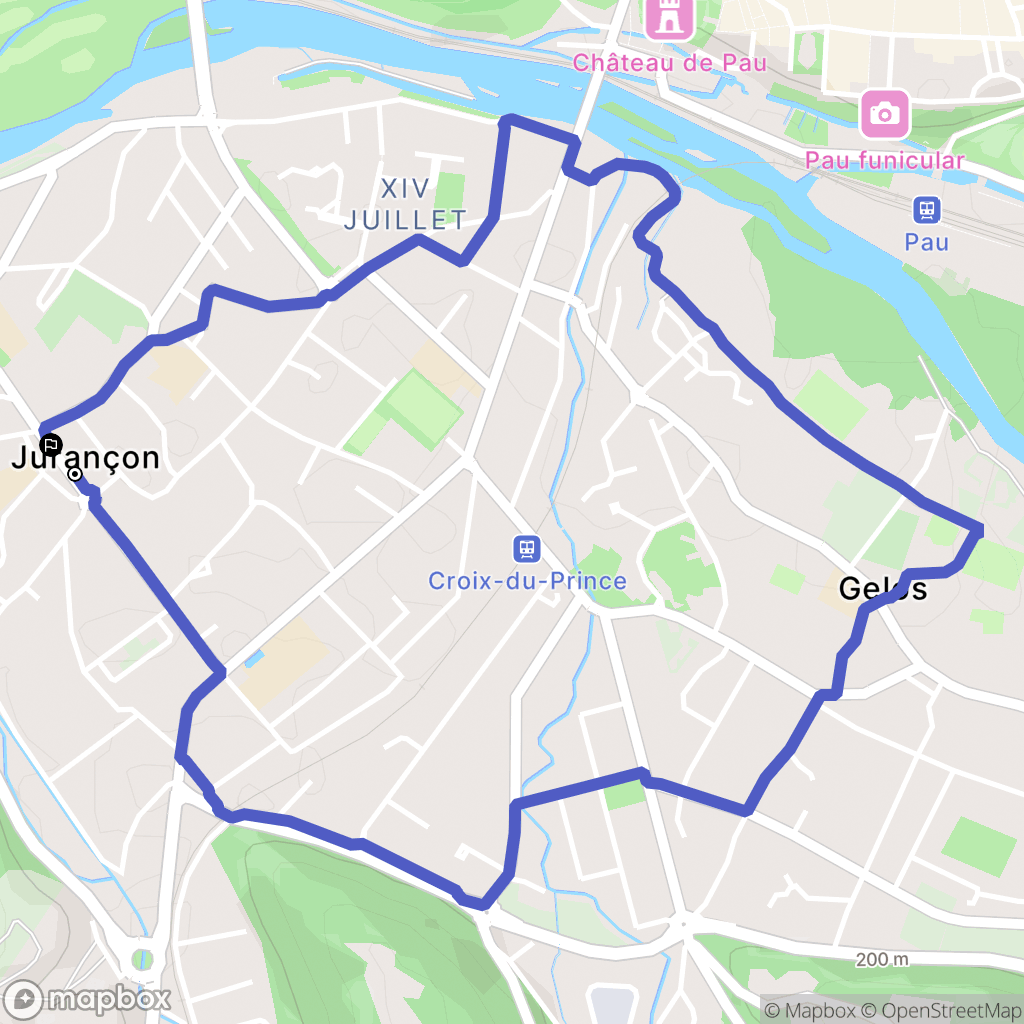 Jurançon : carte du parcours de randonnée - France