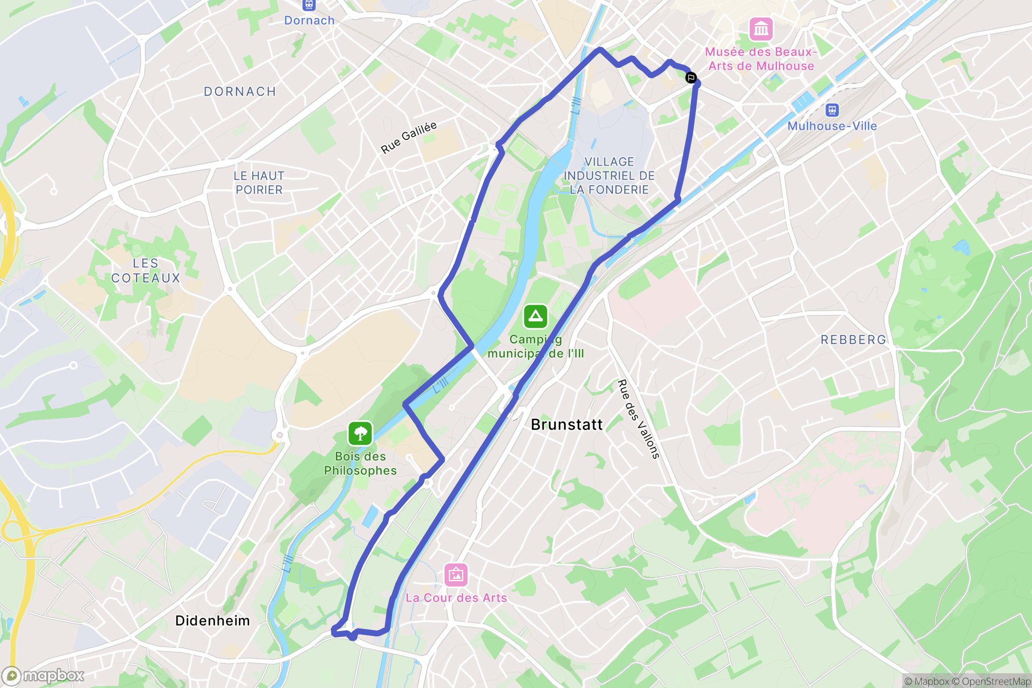 Mulhouse : carte du parcours de randonnée - France