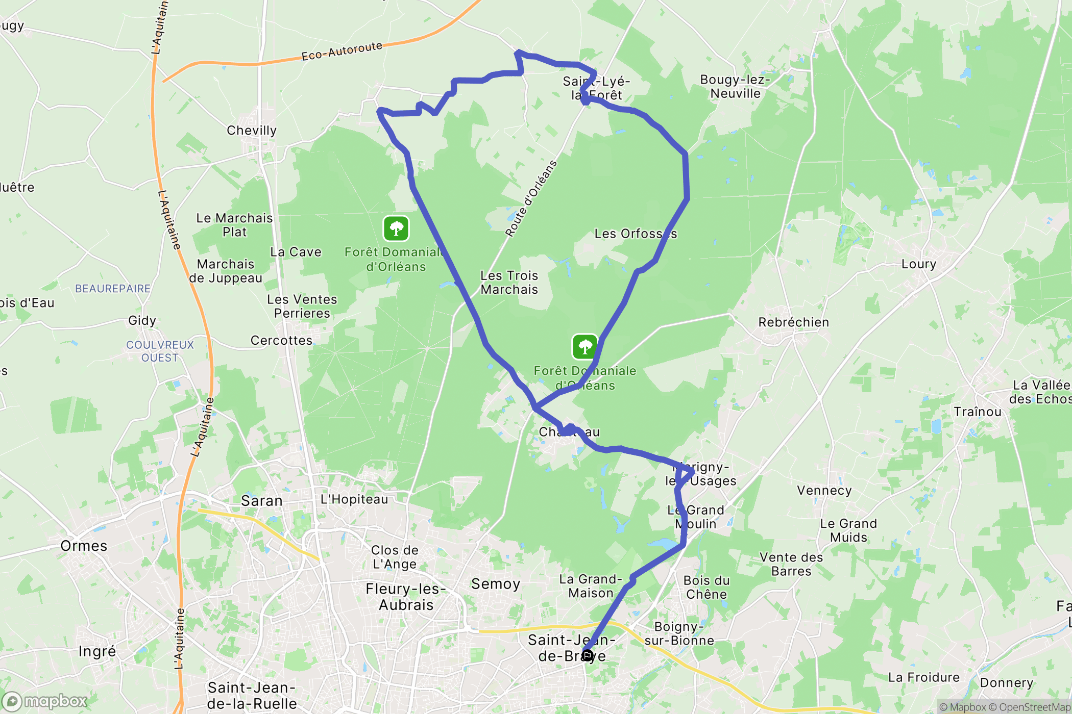 Saint-Jean-de-Braye : carte du parcours de randonnée - France