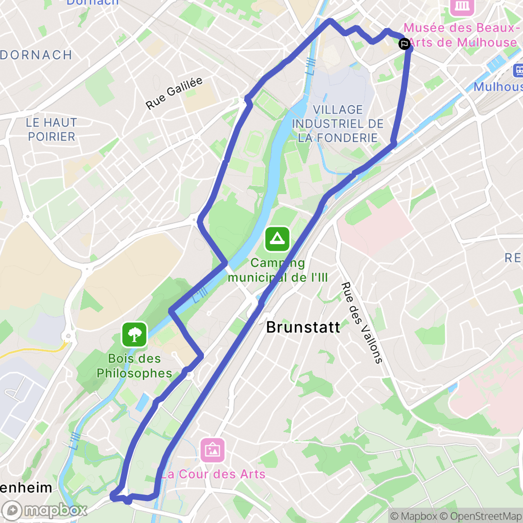 Mulhouse : carte du parcours de randonnée - France