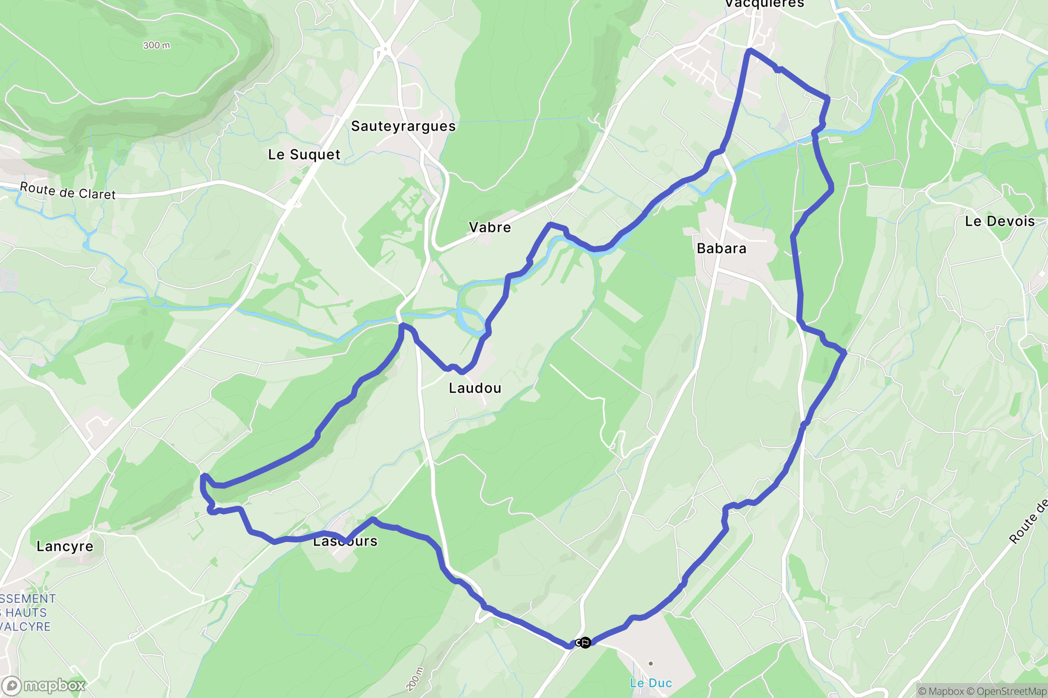 Vacquières : carte du parcours de randonnée - France