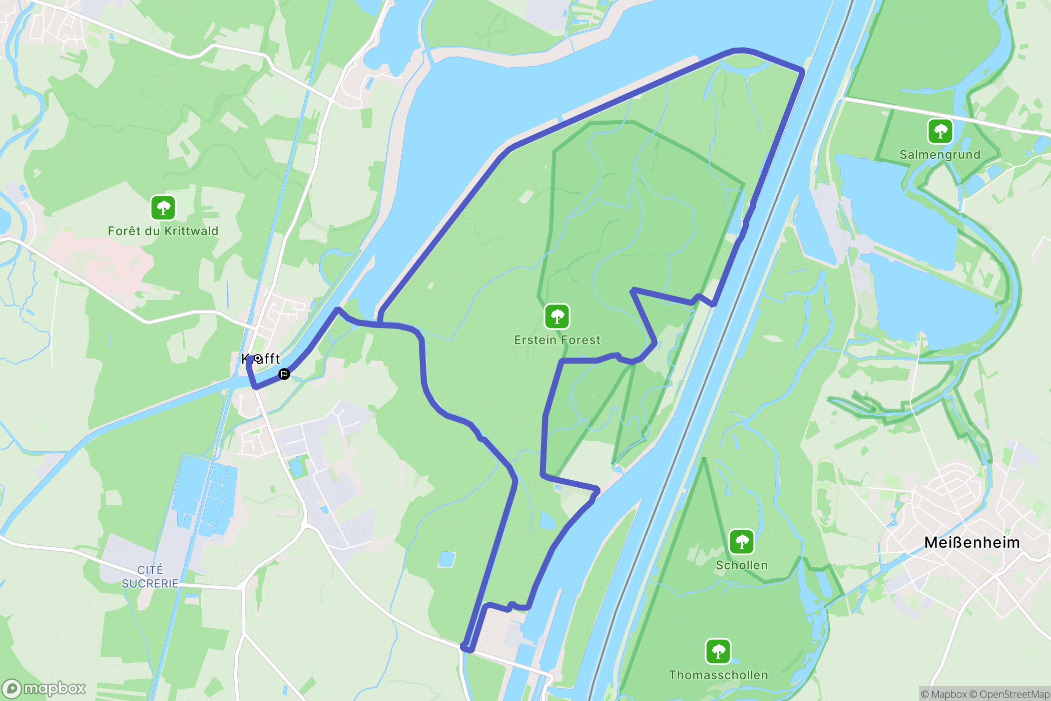 Erstein : carte du parcours de randonnée - France