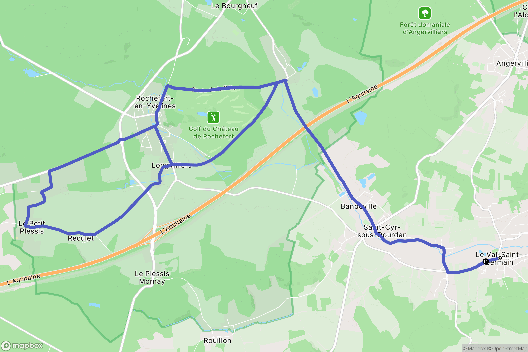 Le Val-Saint-Germain : carte du parcours de randonnée - France