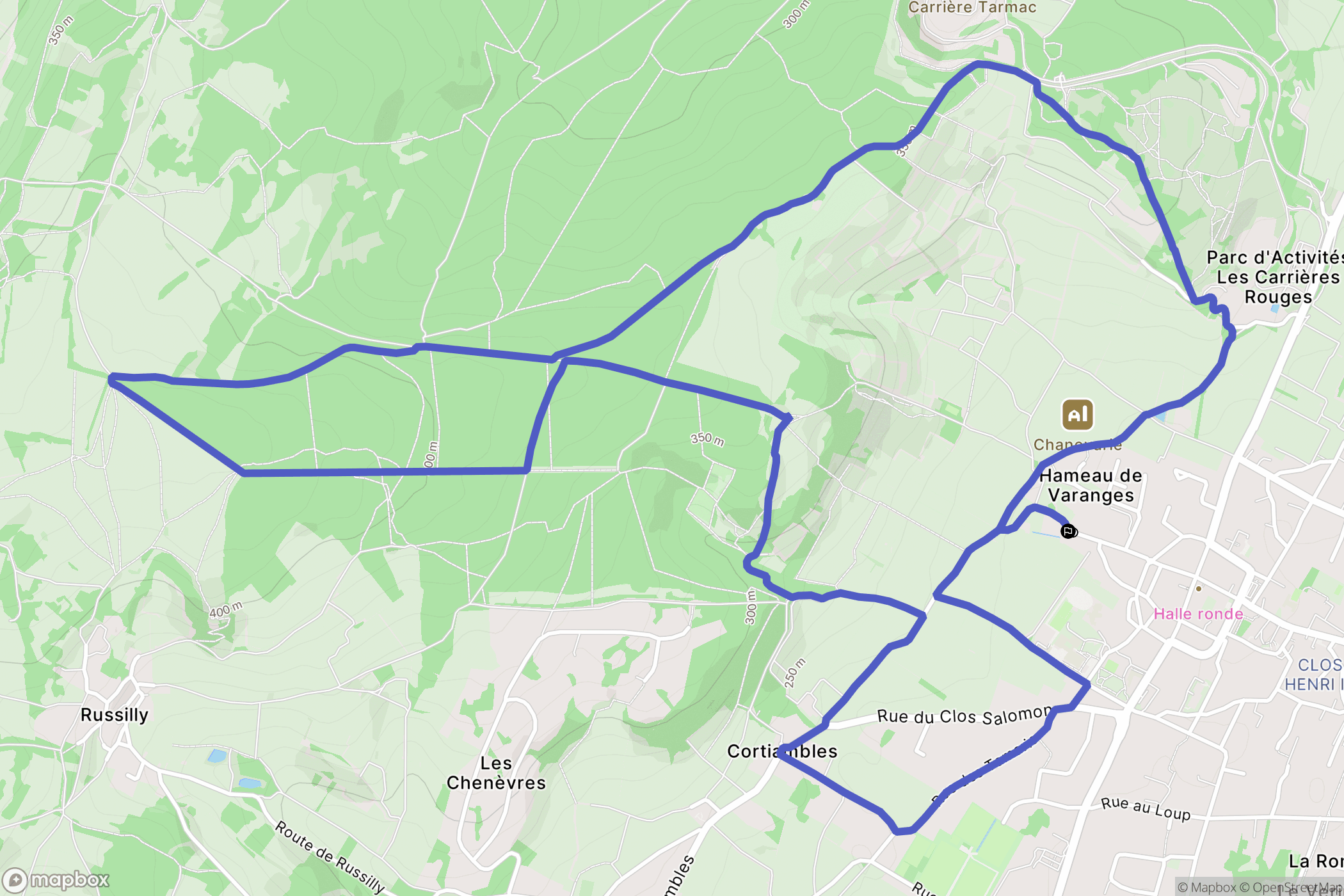 Givry : carte du parcours de randonnée - France